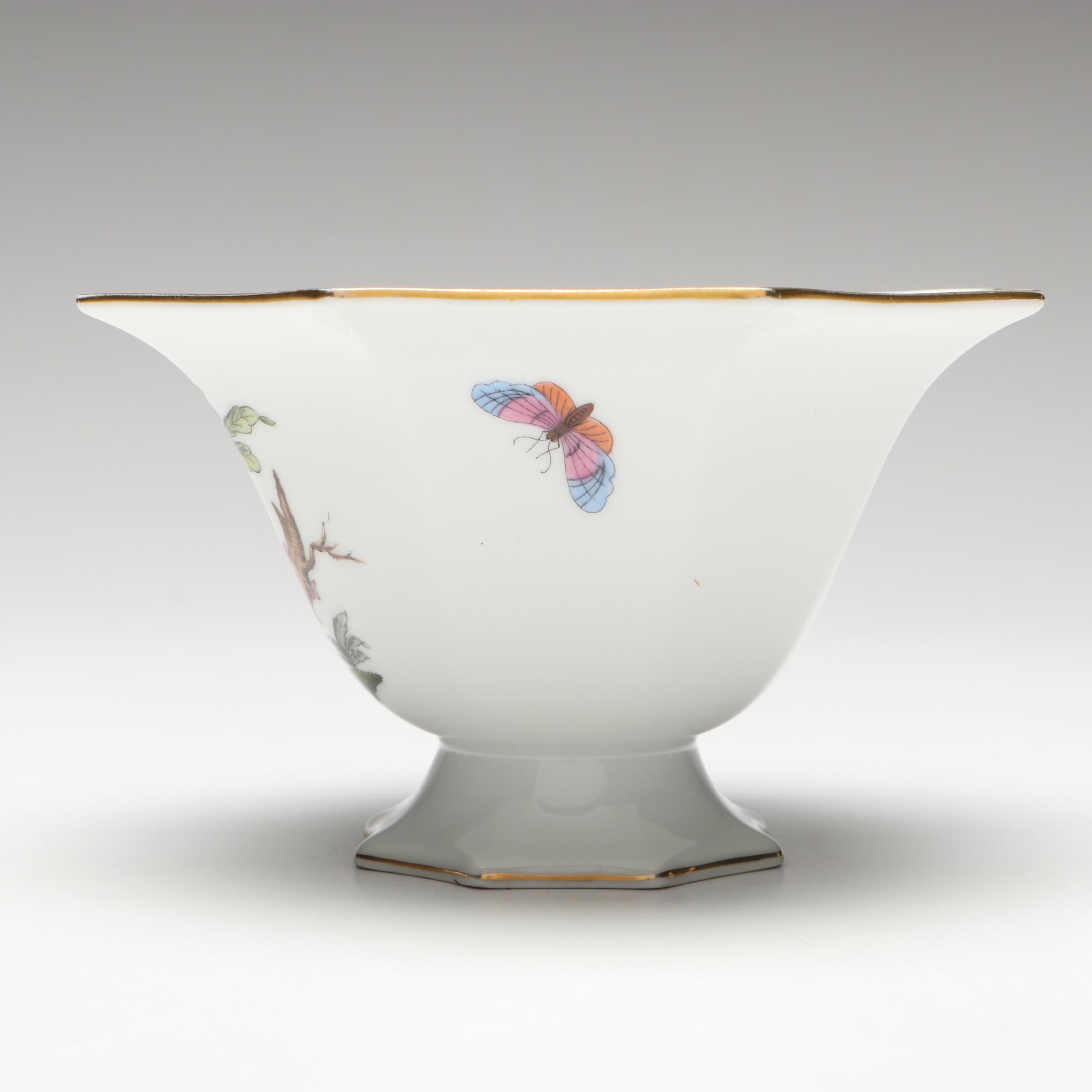 Herend "Rothschild Bird" Hand-Painted Porcelain Footed Bowl