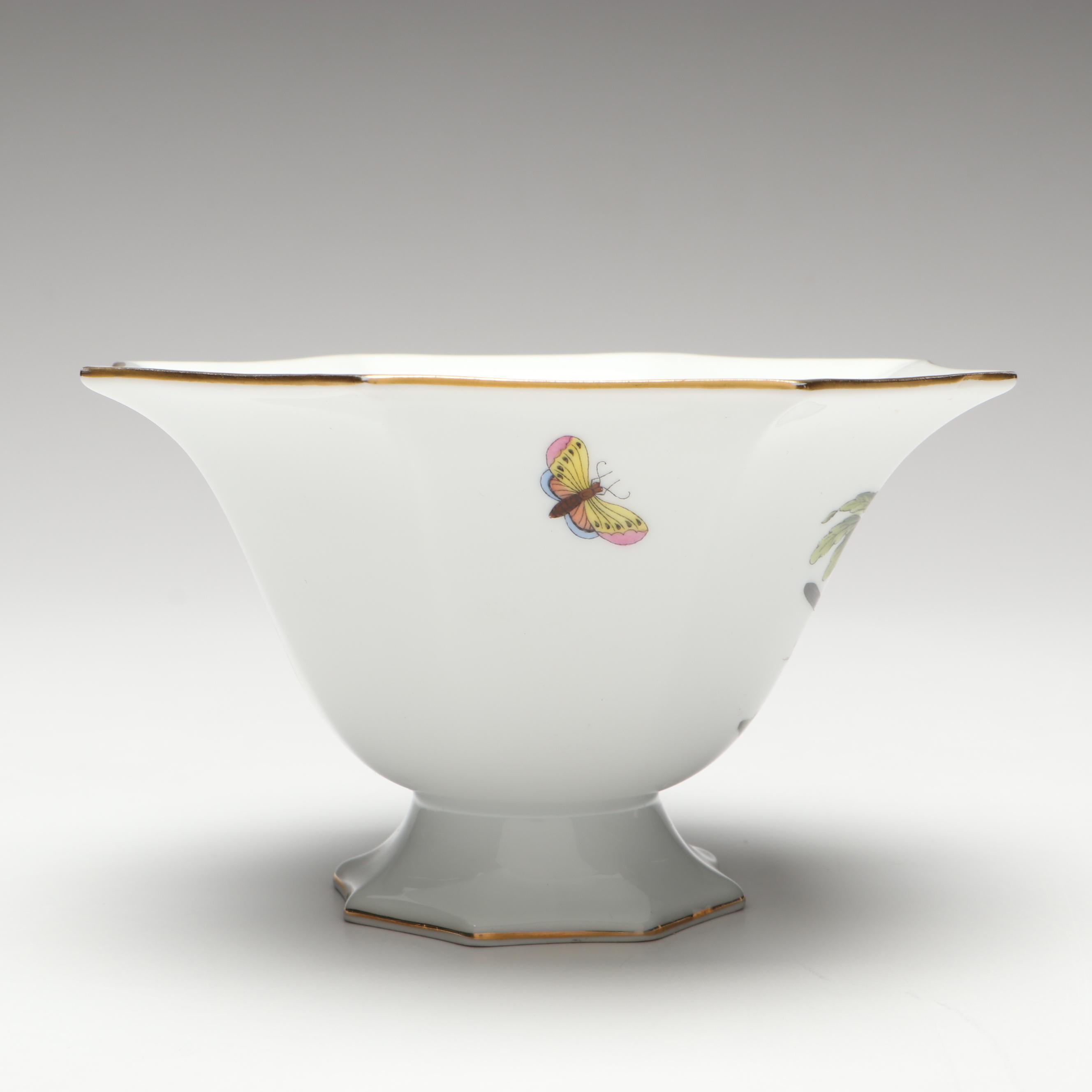 Herend "Rothschild Bird" Hand-Painted Porcelain Footed Bowl