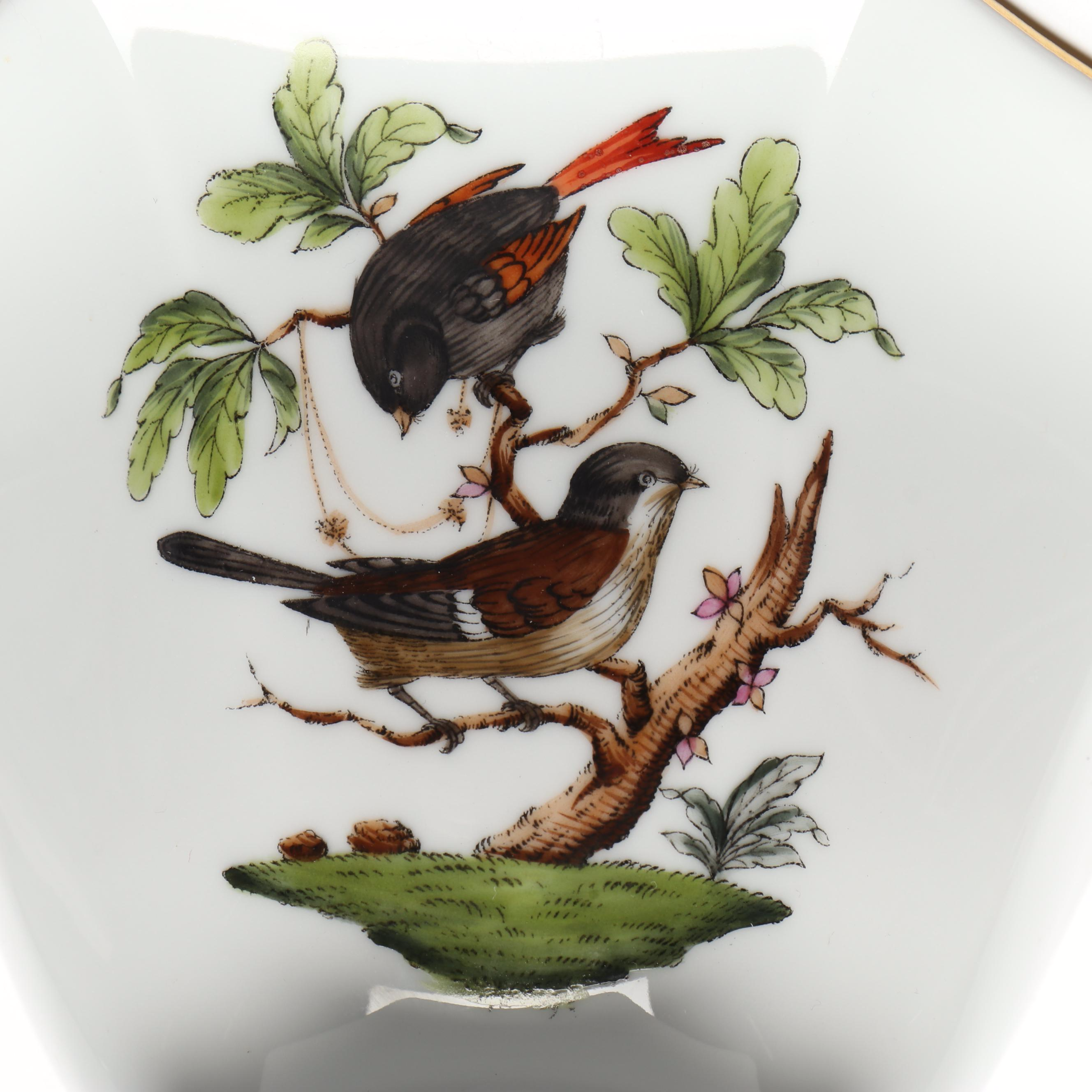 Herend "Rothschild Bird" Hand-Painted Porcelain Footed Bowl