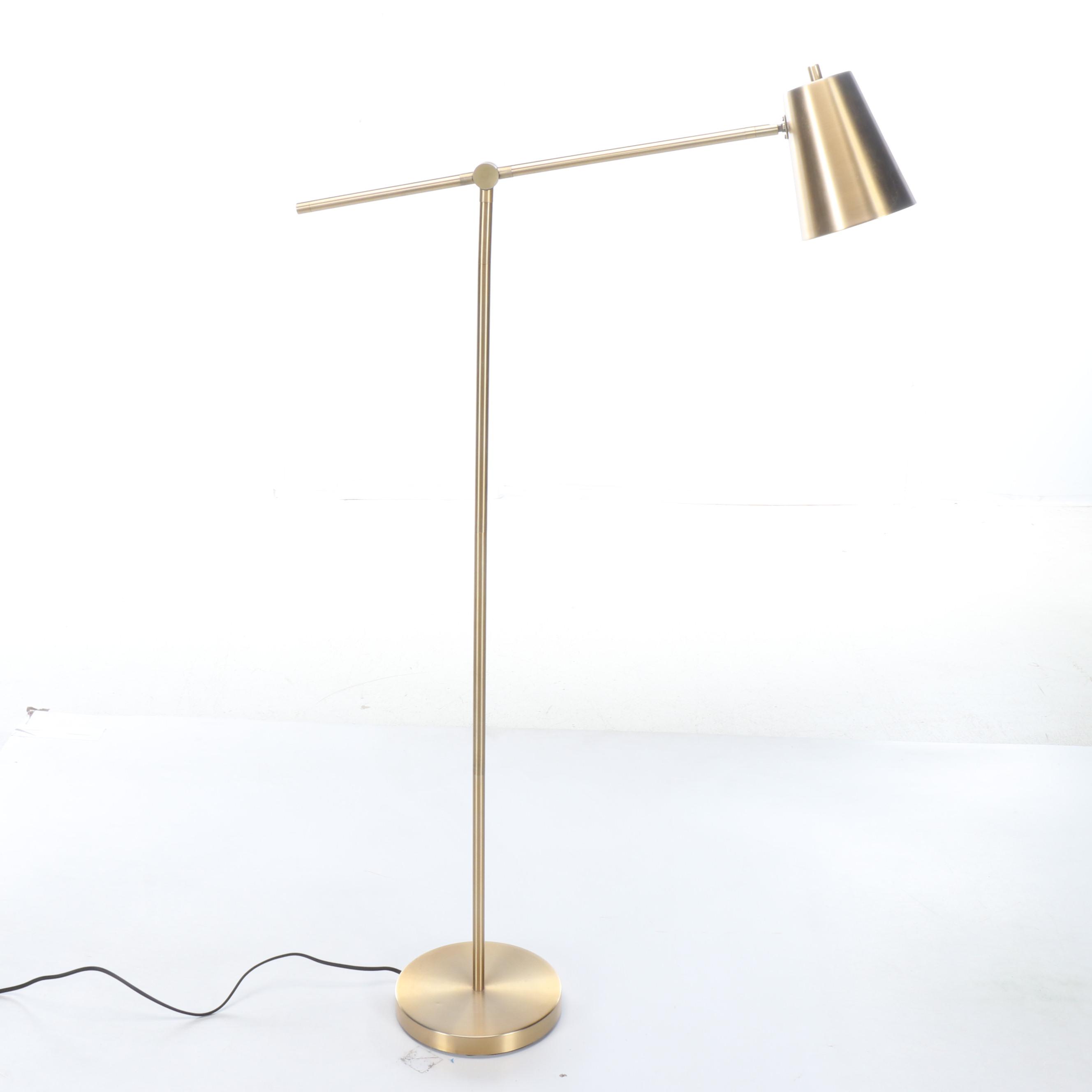 Project 62 Attr. Brushed Brass Cantilever Floor Lamp, 2020