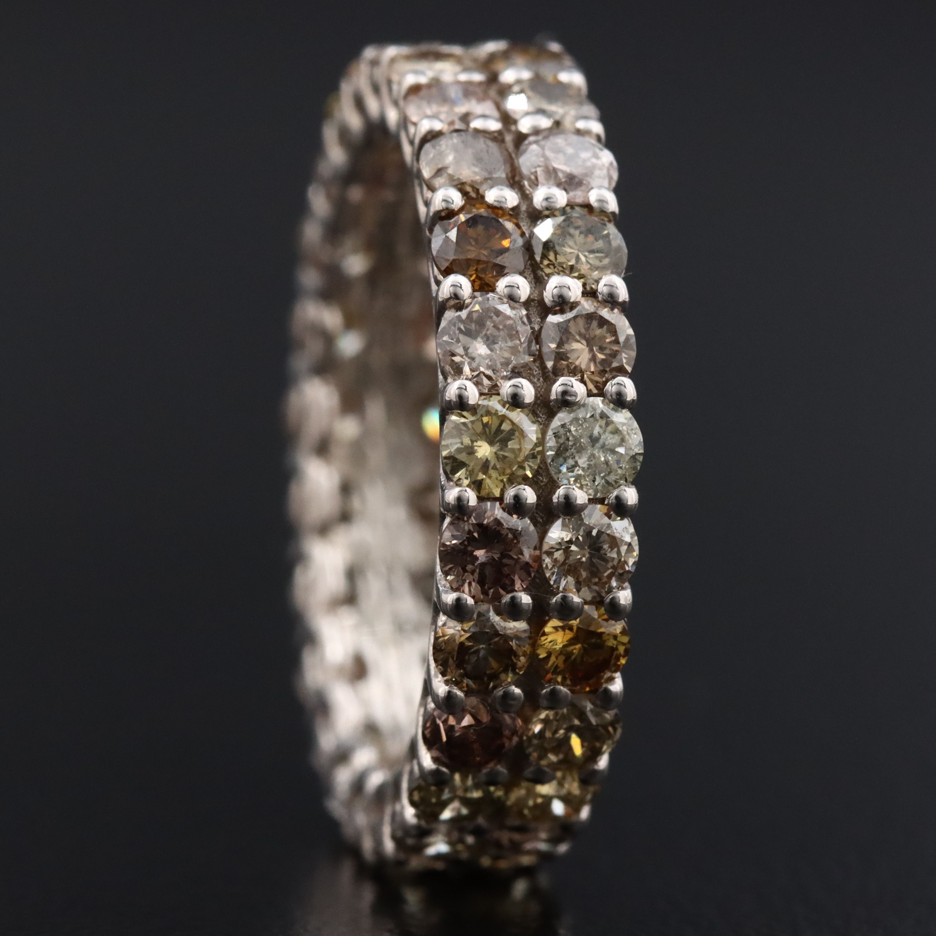 14K 3.80 CTW Fancy Diamond Eternity Band with IGI Jewelry Report