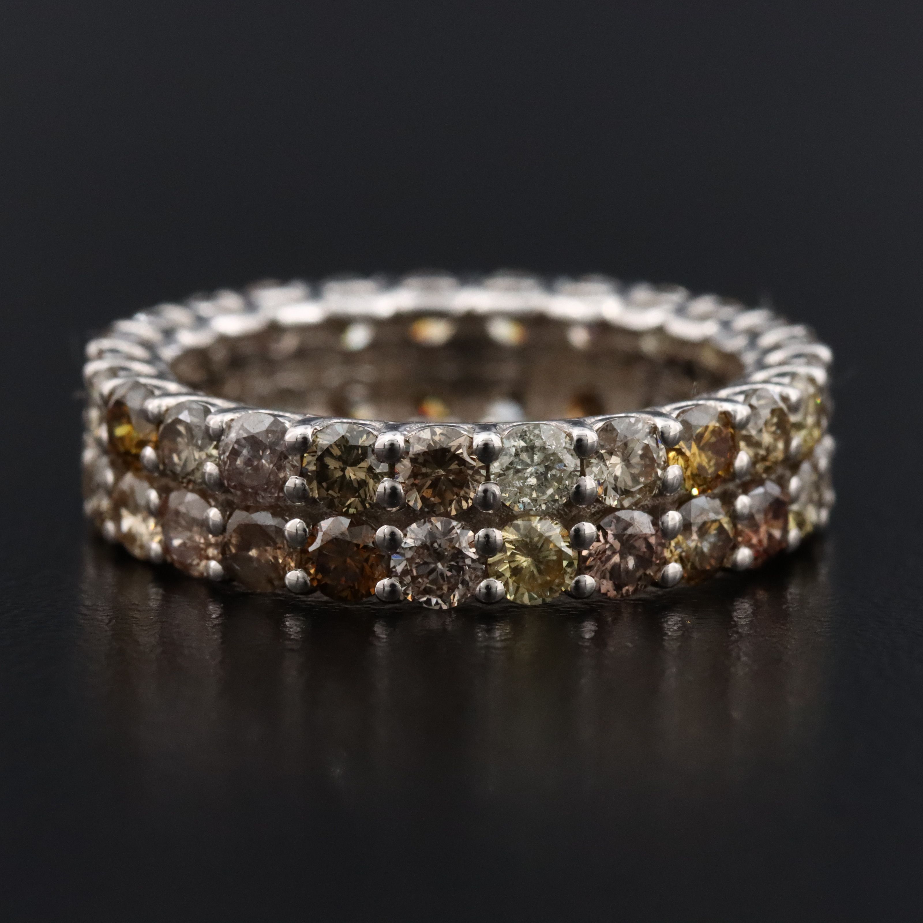 14K 3.80 CTW Fancy Diamond Eternity Band with IGI Jewelry Report