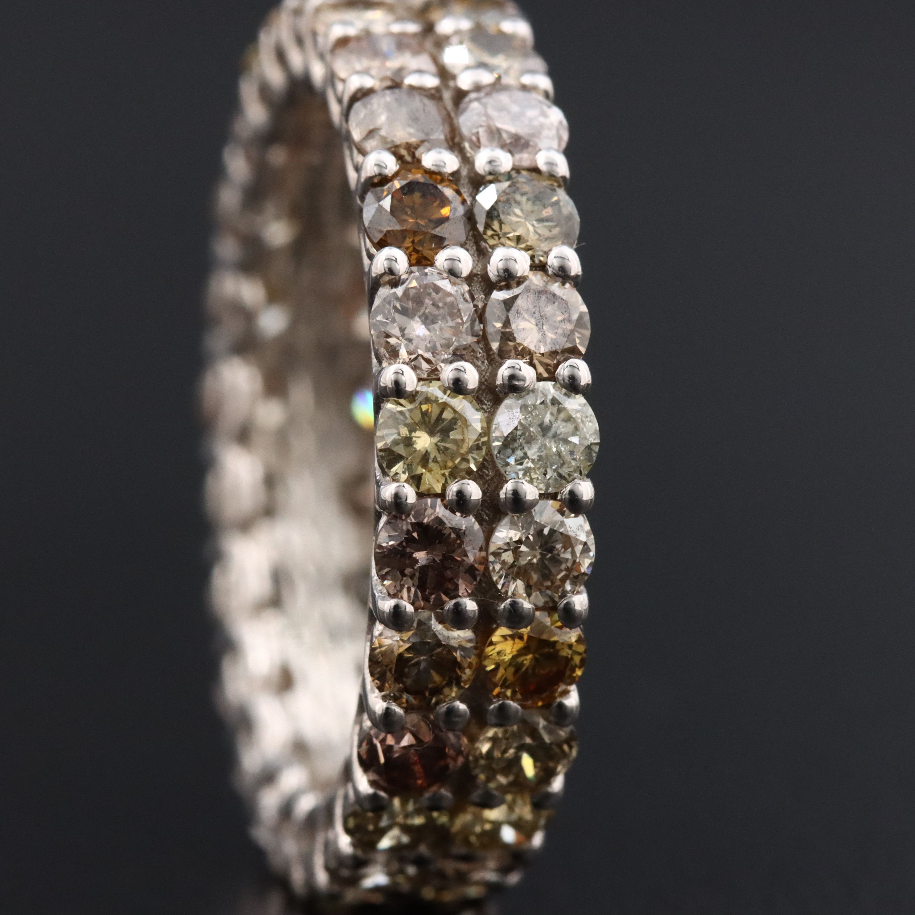14K 3.80 CTW Fancy Diamond Eternity Band with IGI Jewelry Report
