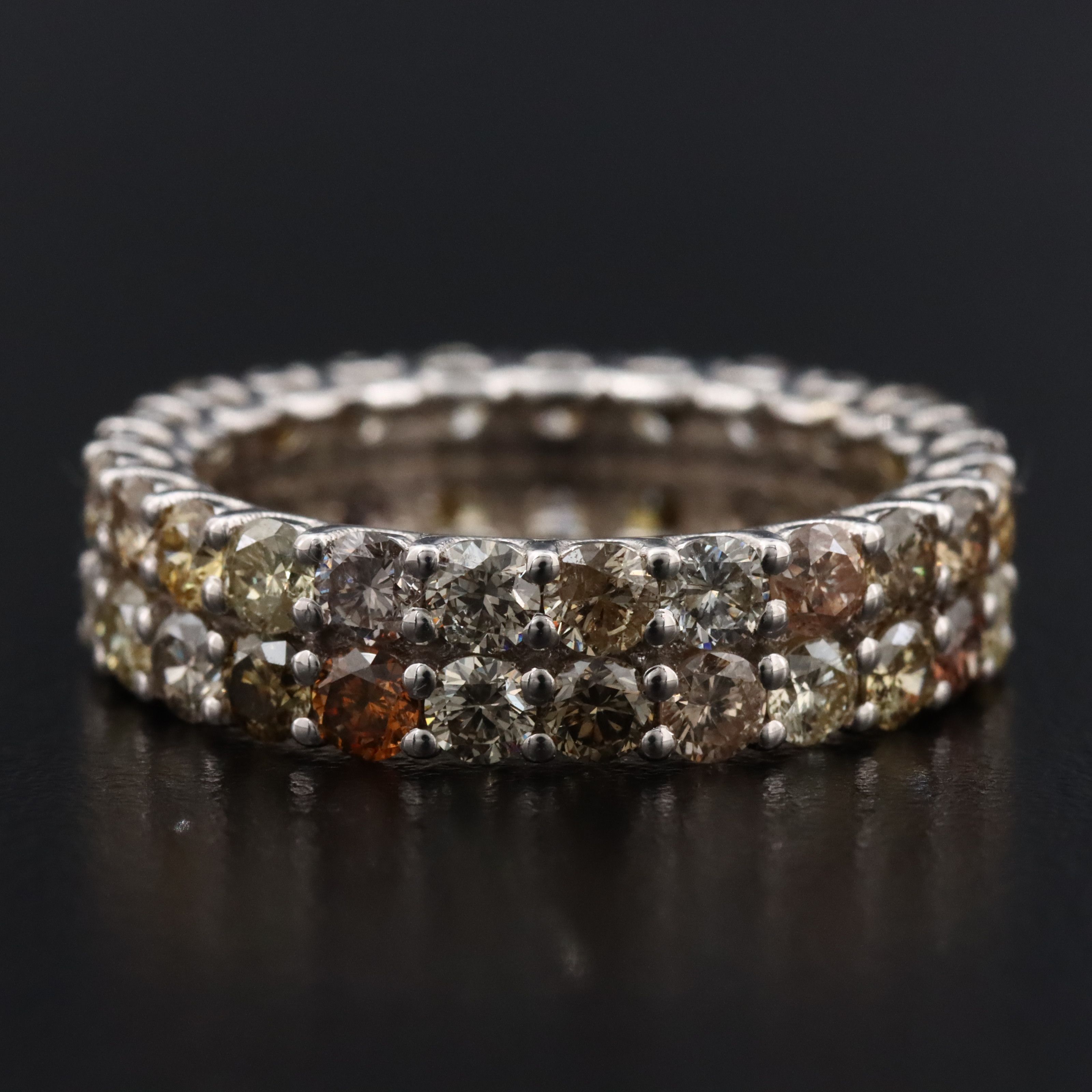 14K 3.80 CTW Fancy Diamond Eternity Band with IGI Jewelry Report