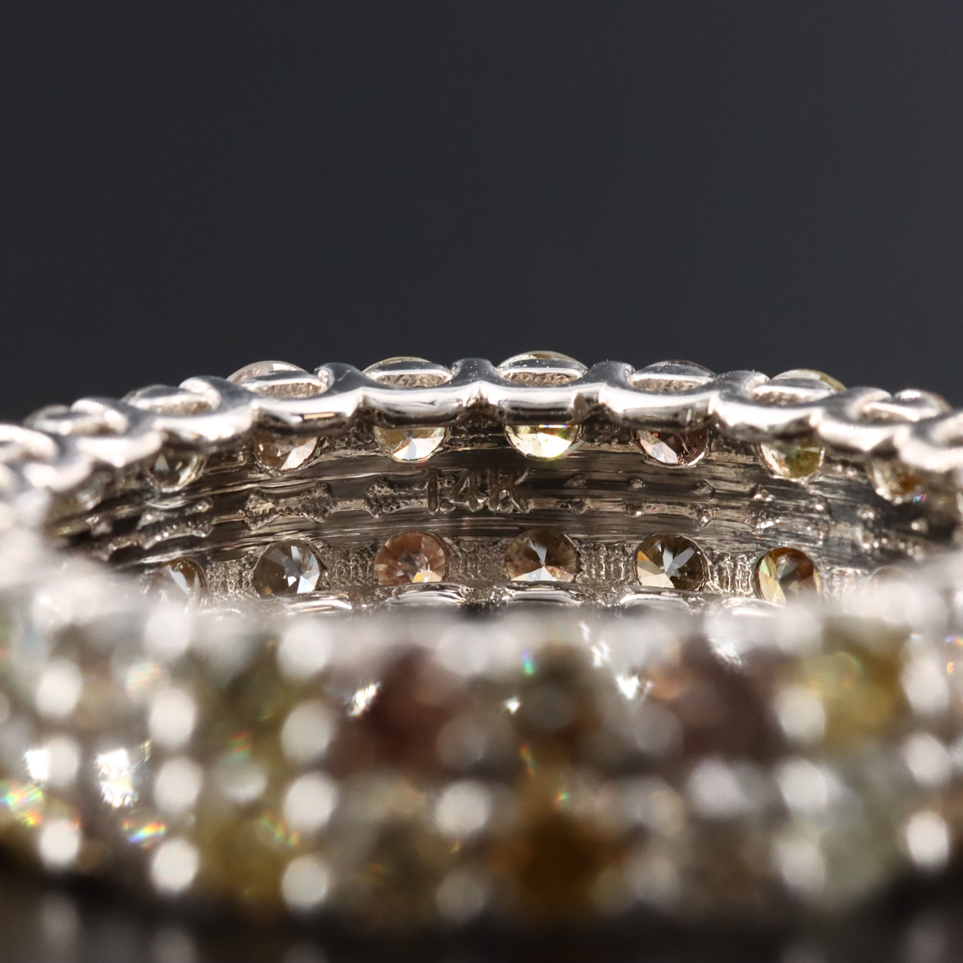 14K 3.80 CTW Fancy Diamond Eternity Band with IGI Jewelry Report