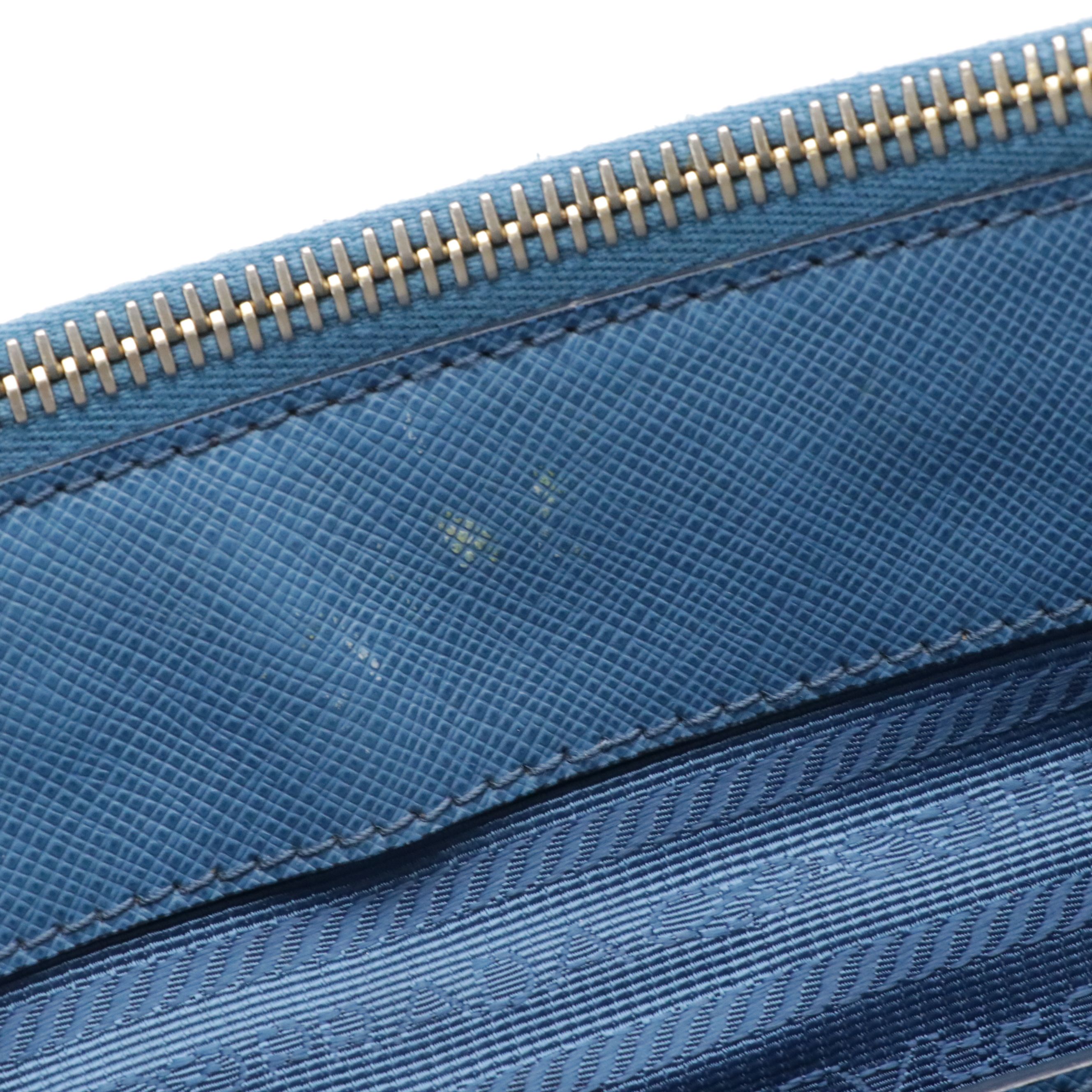 Prada Bicolor Saffiano Leather Double Zip Lux Two-Way Tote Bag