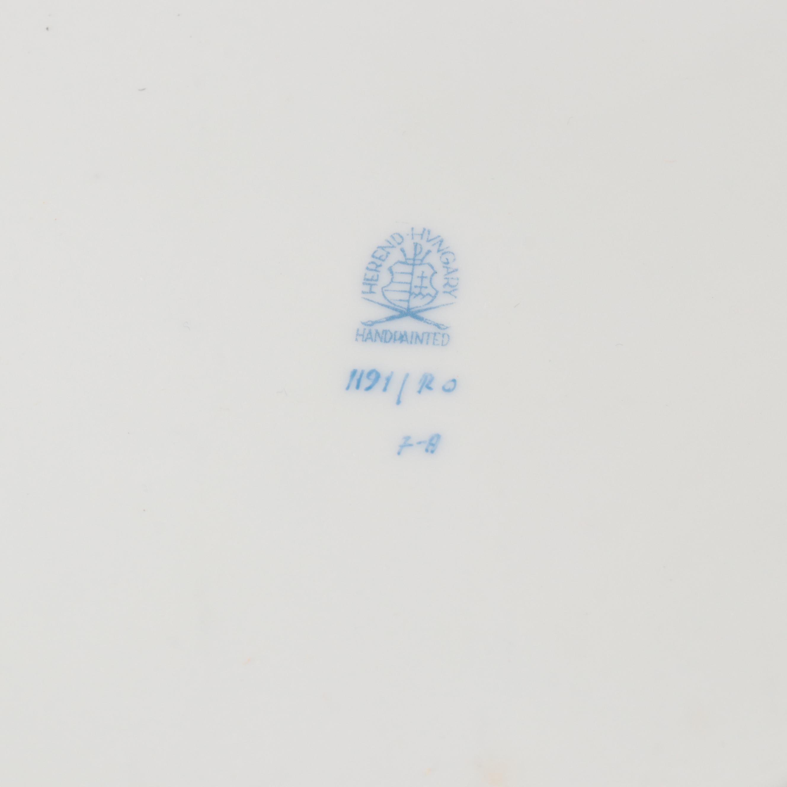 Herend "Rothschild Bird" Hand-Painted Triangular Gilt Porcelain Dish