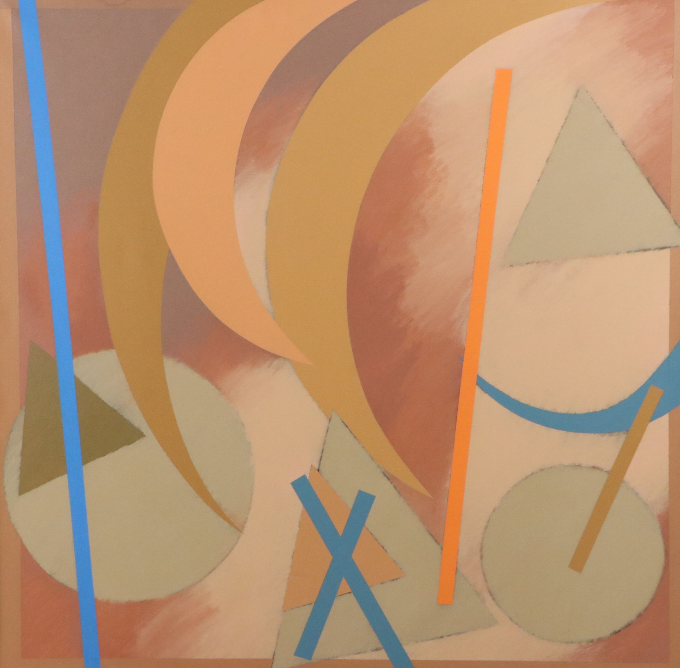 Walter Stomps Modernist Geometric Large-Scale Oil Painting, Late 20th Century