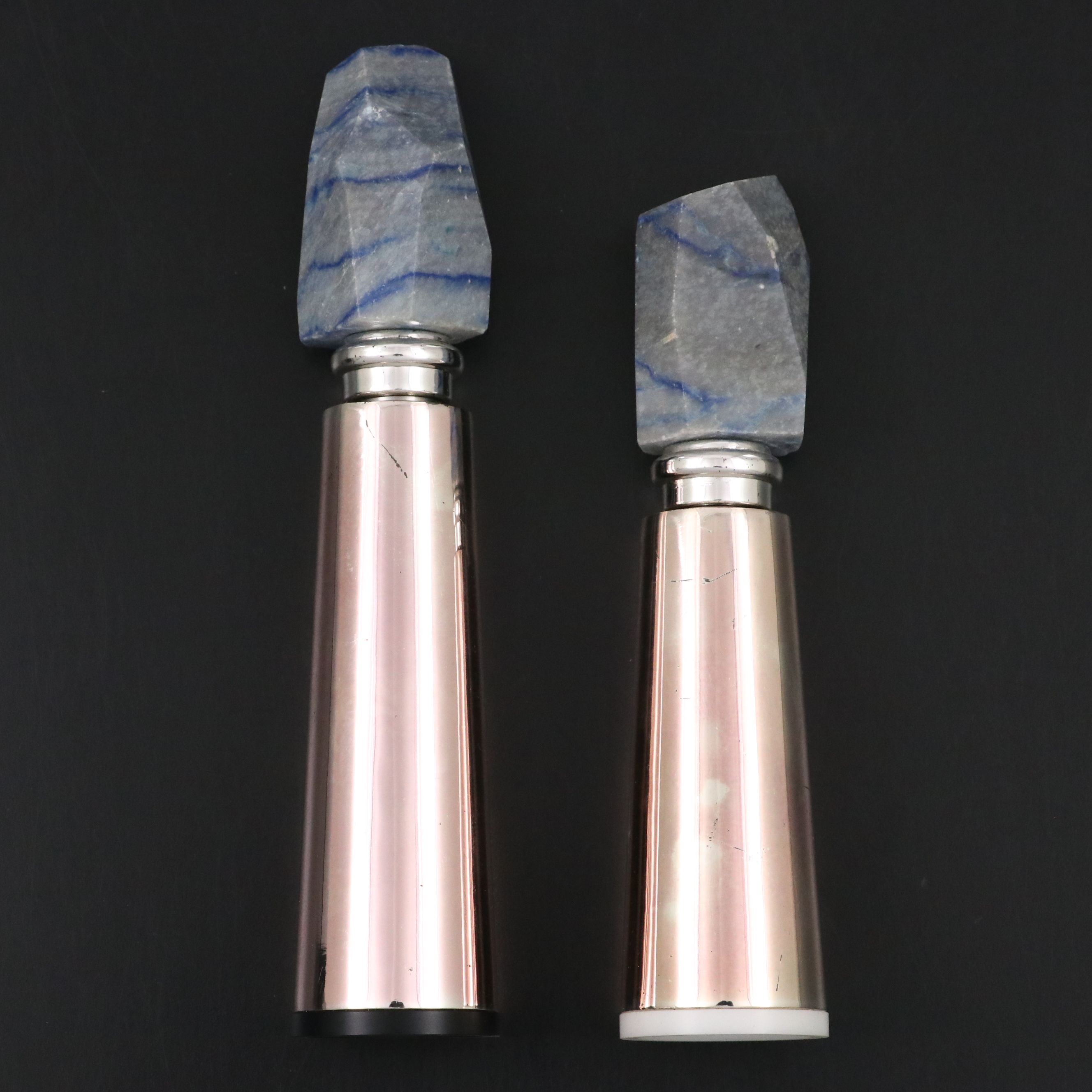 Roberta Schilling Quartz and Stainless Steel Salt & Pepper Shakers