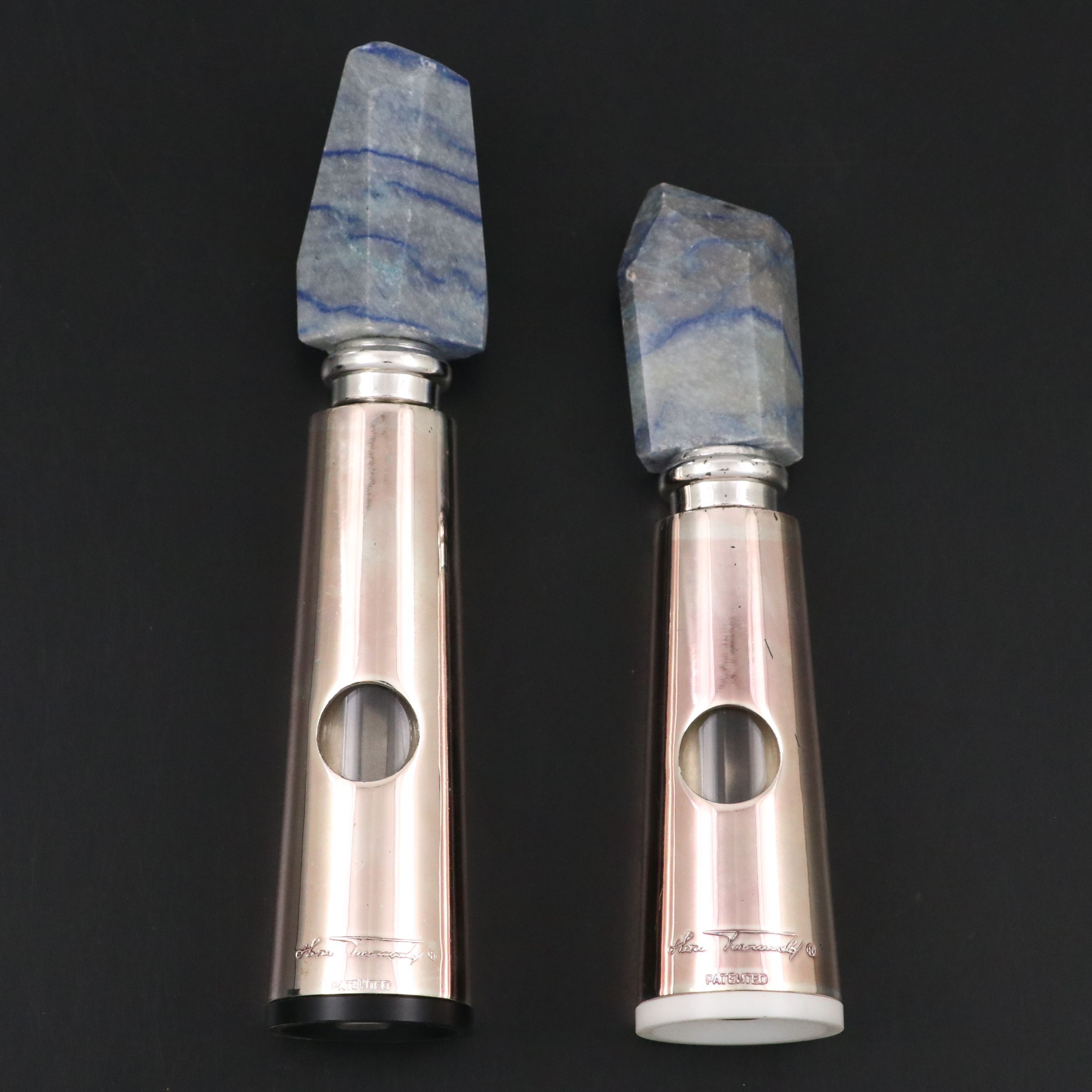 Roberta Schilling Quartz and Stainless Steel Salt & Pepper Shakers