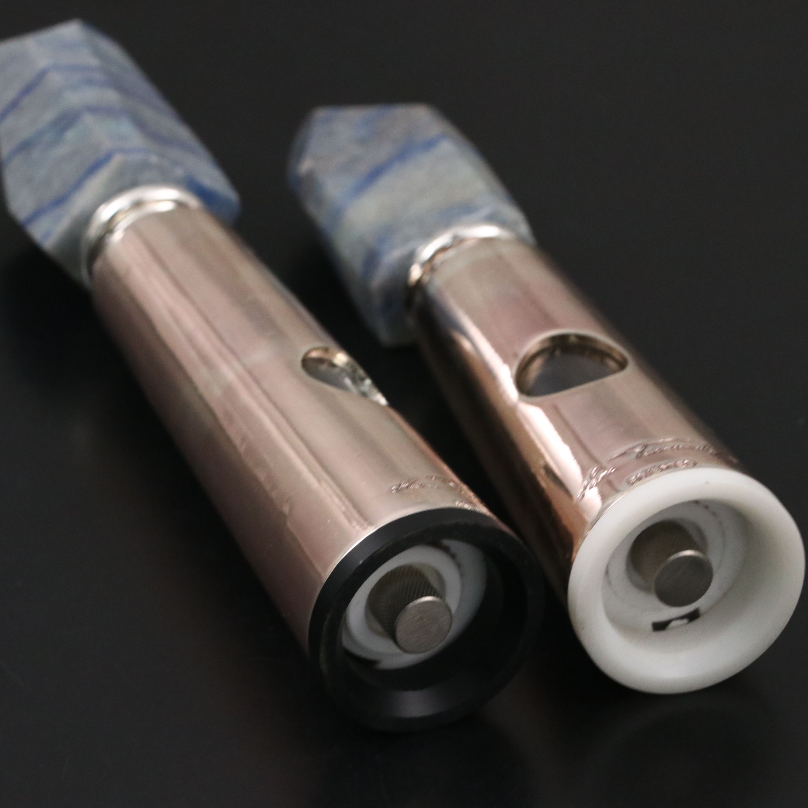 Roberta Schilling Quartz and Stainless Steel Salt & Pepper Shakers