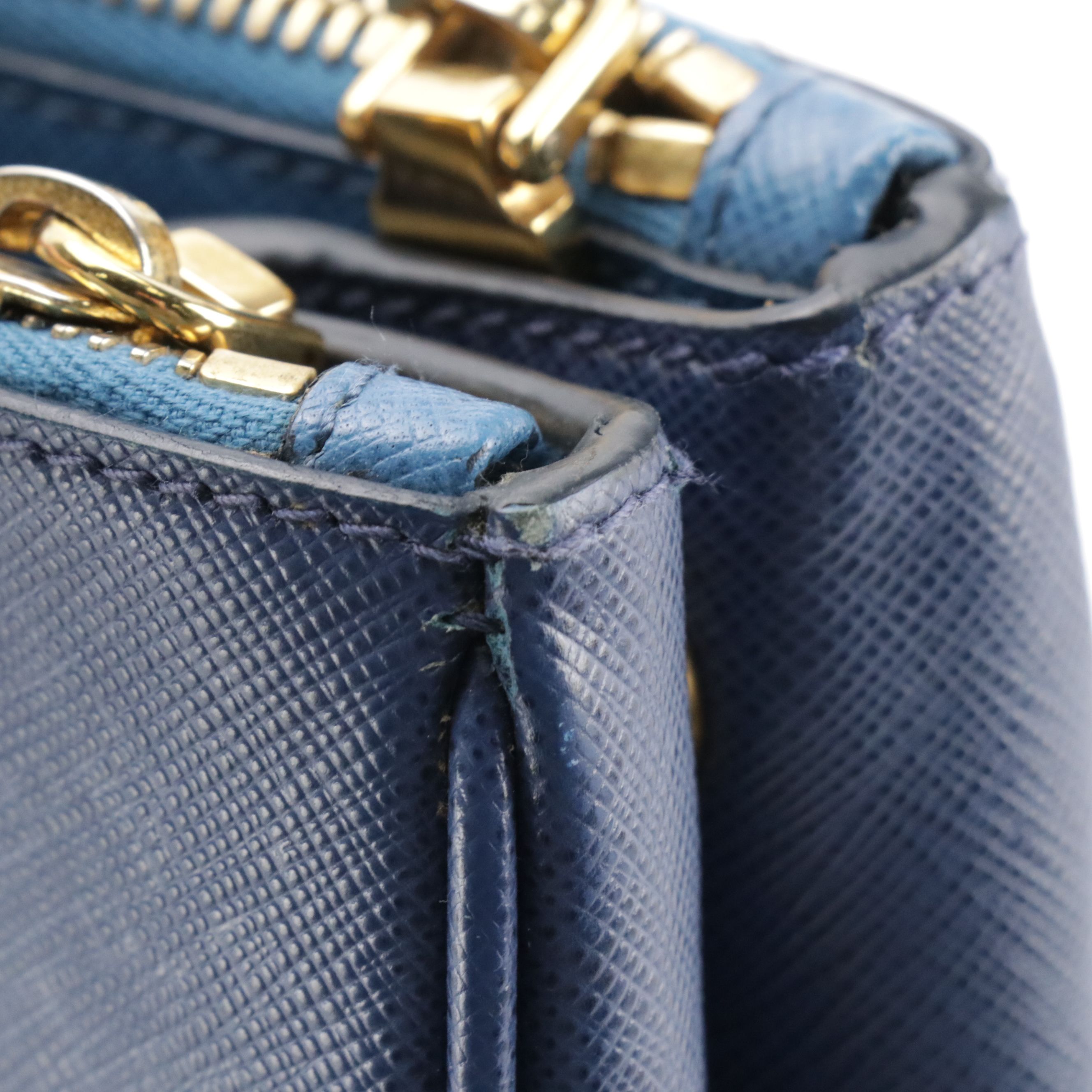 Prada Bicolor Saffiano Leather Double Zip Lux Two-Way Tote Bag