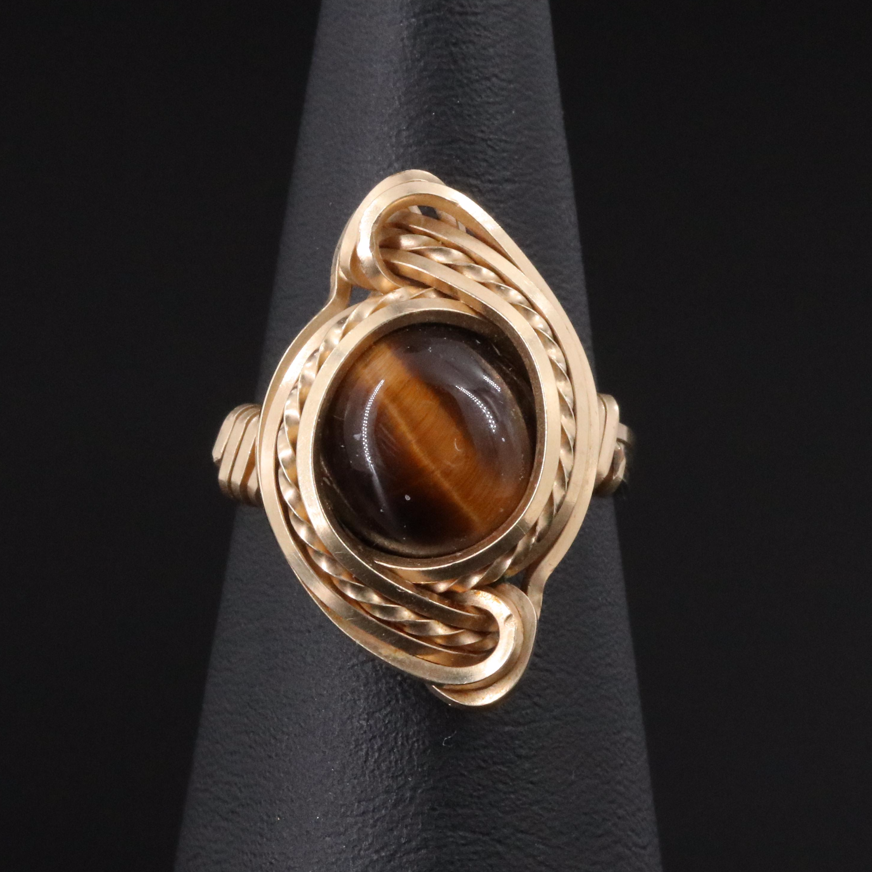 Tiger's Eye Wire Wrap Ring
