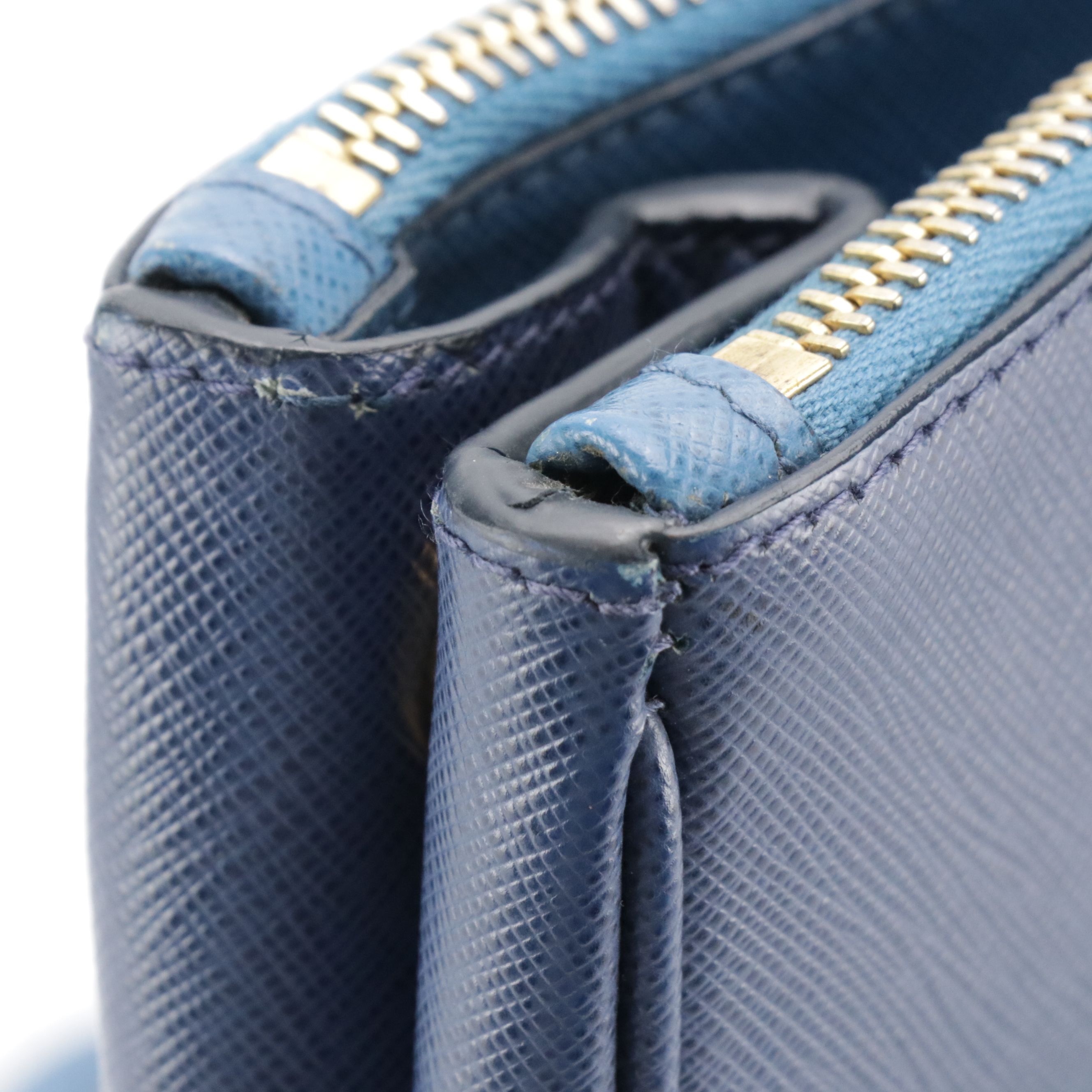 Prada Bicolor Saffiano Leather Double Zip Lux Two-Way Tote Bag