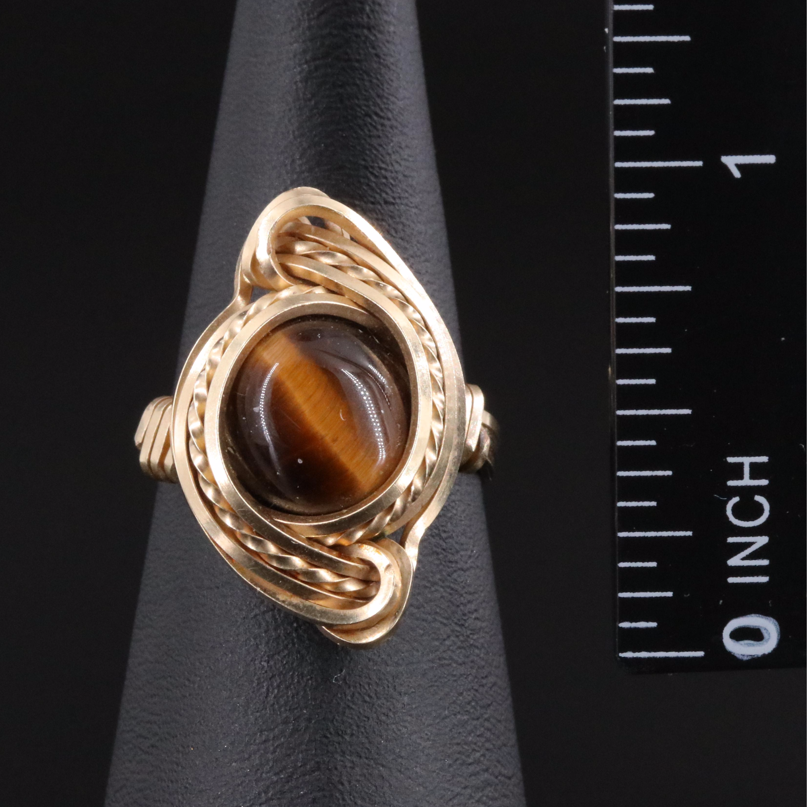 Tiger's Eye Wire Wrap Ring