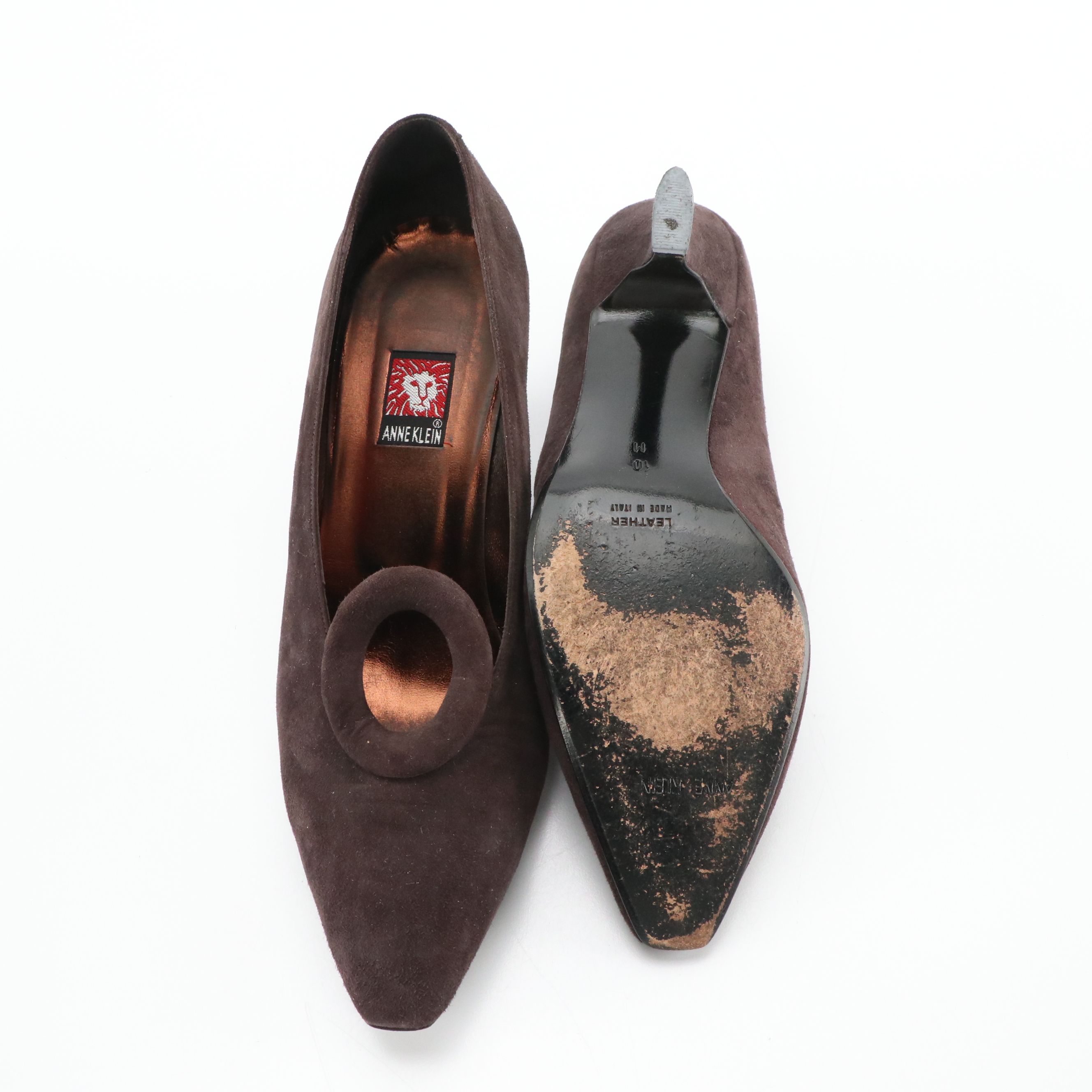 Ellen Tracy Satin Lace Up and Anne Klein Brown Leather Heels, with Boxes