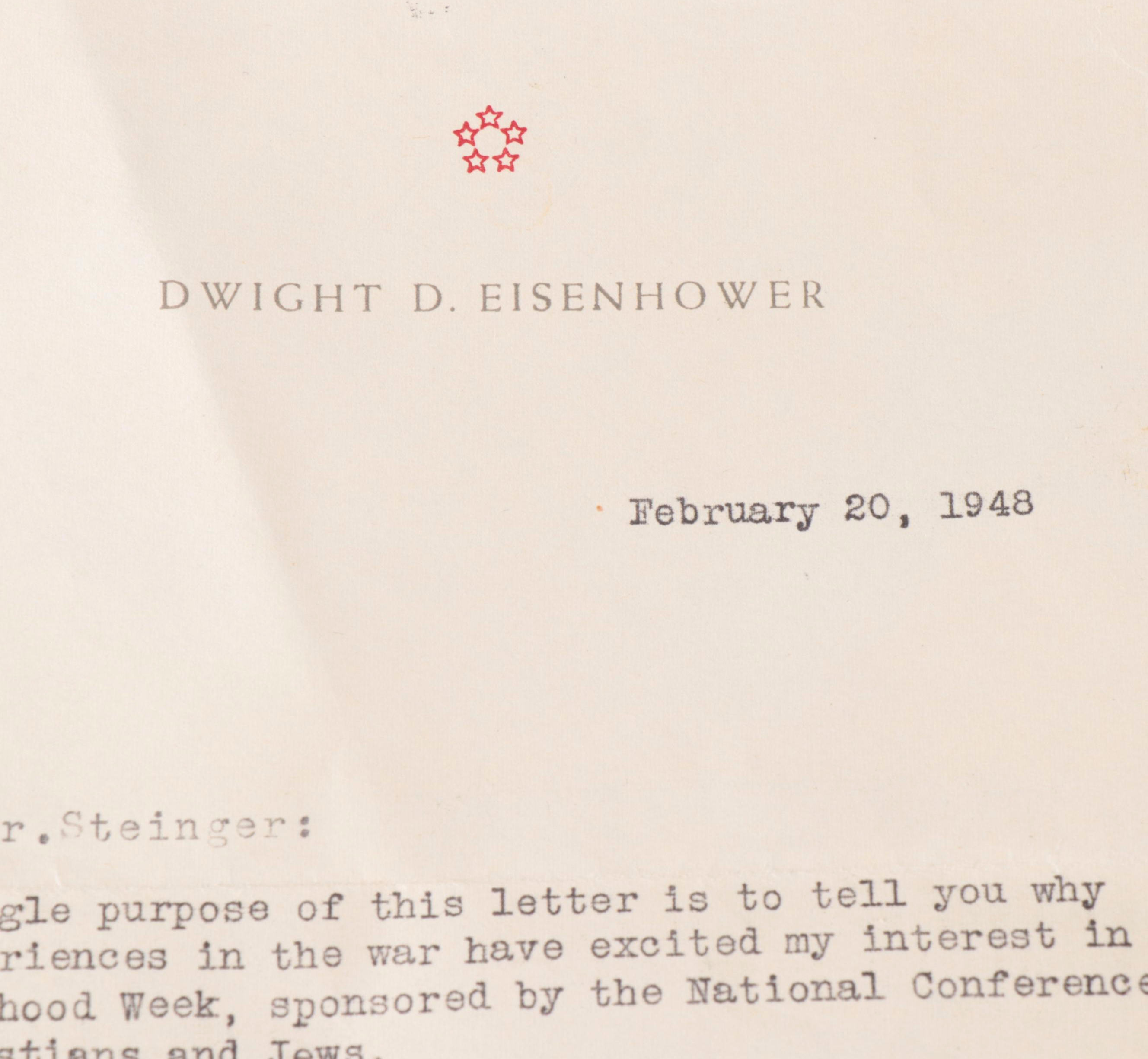 Dwight Eisenhower Autopen Signed Letter with Check, 1948