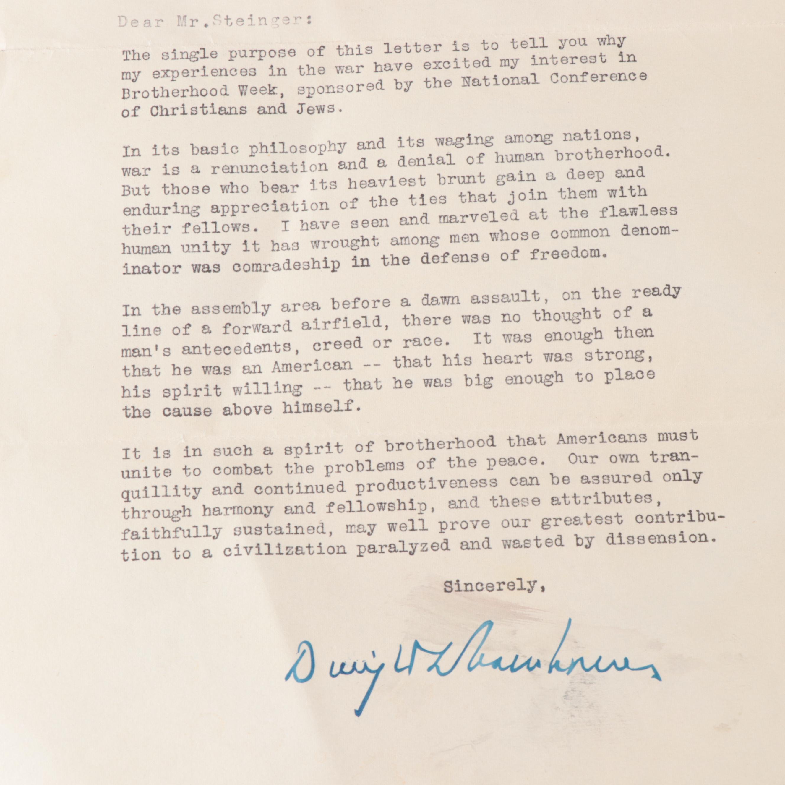 Dwight Eisenhower Autopen Signed Letter with Check, 1948