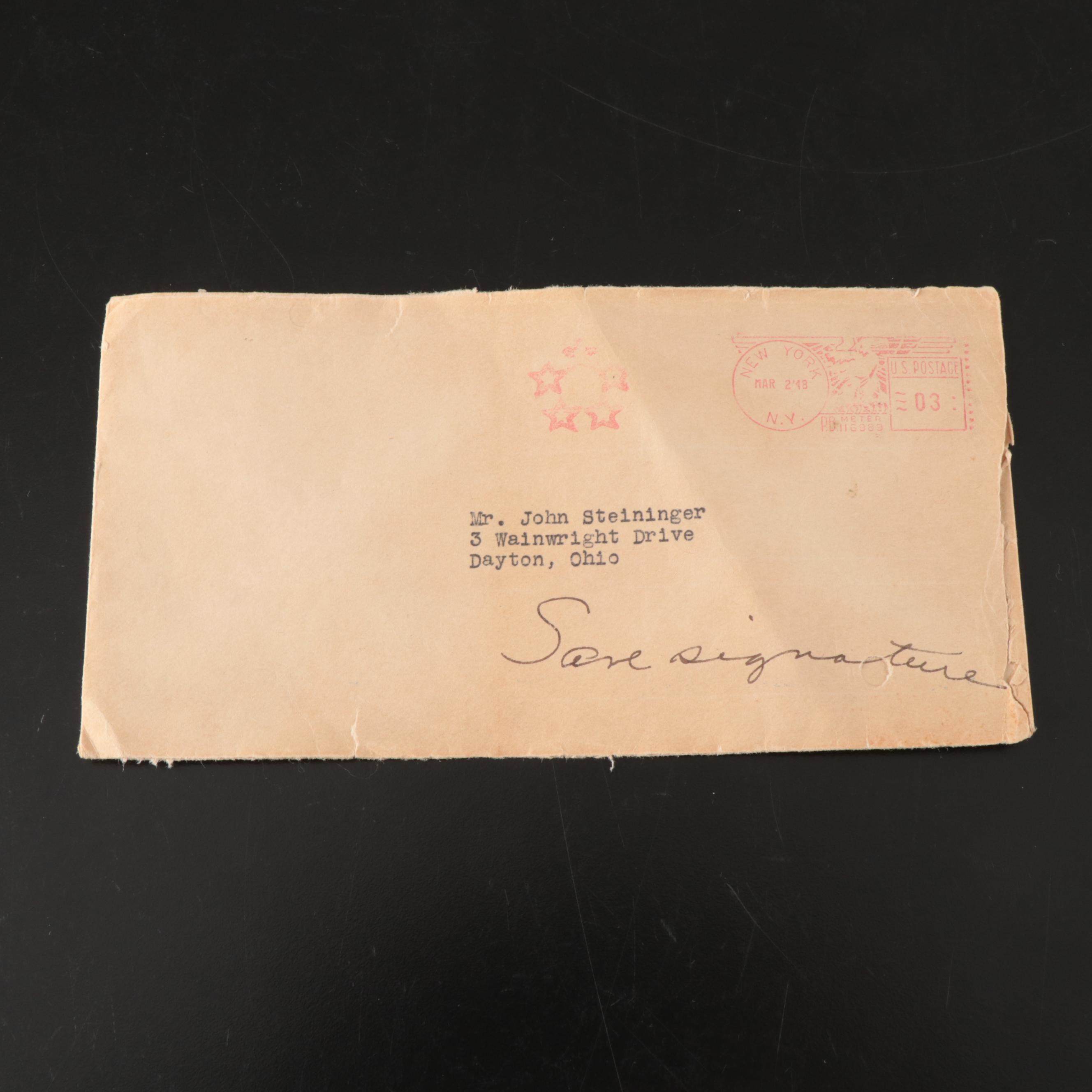 Dwight Eisenhower Autopen Signed Letter with Check, 1948