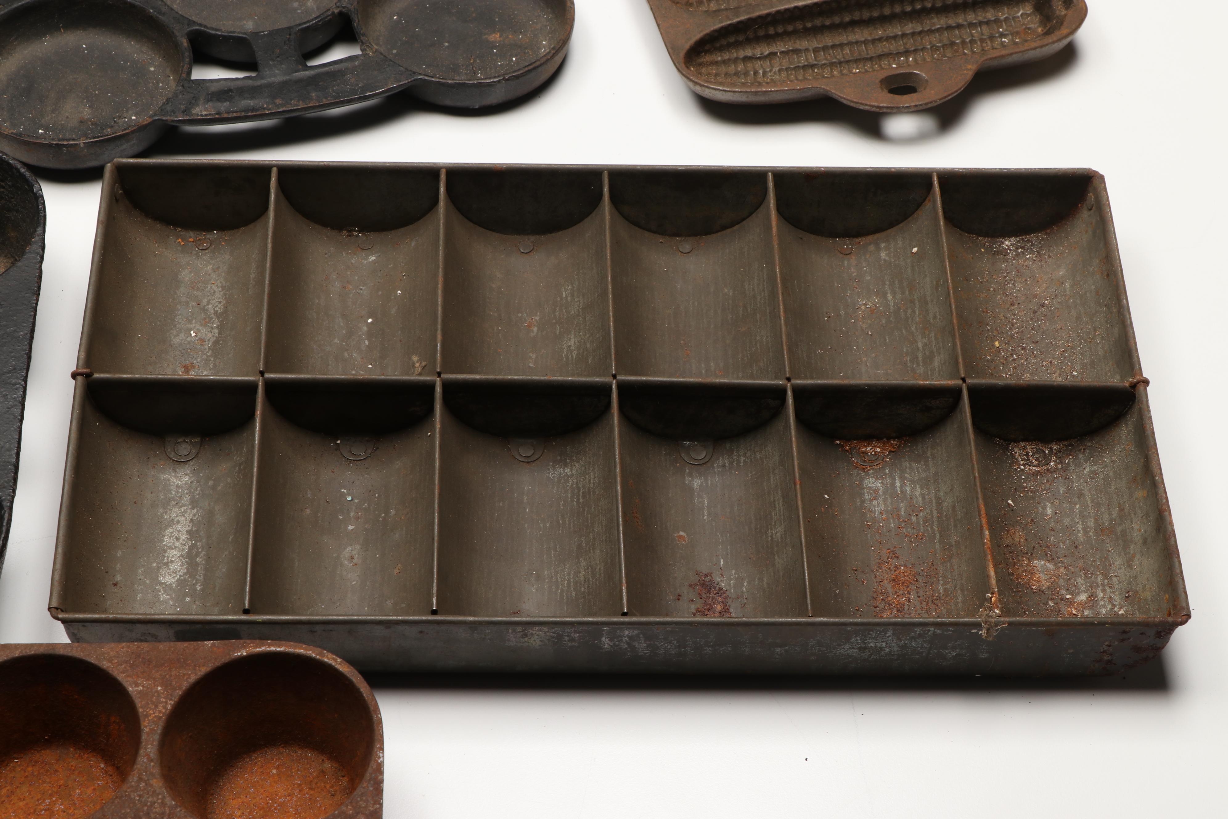 Wagner Ware With Other Cast Iron Baking Molds, Early to Mid-20th Century
