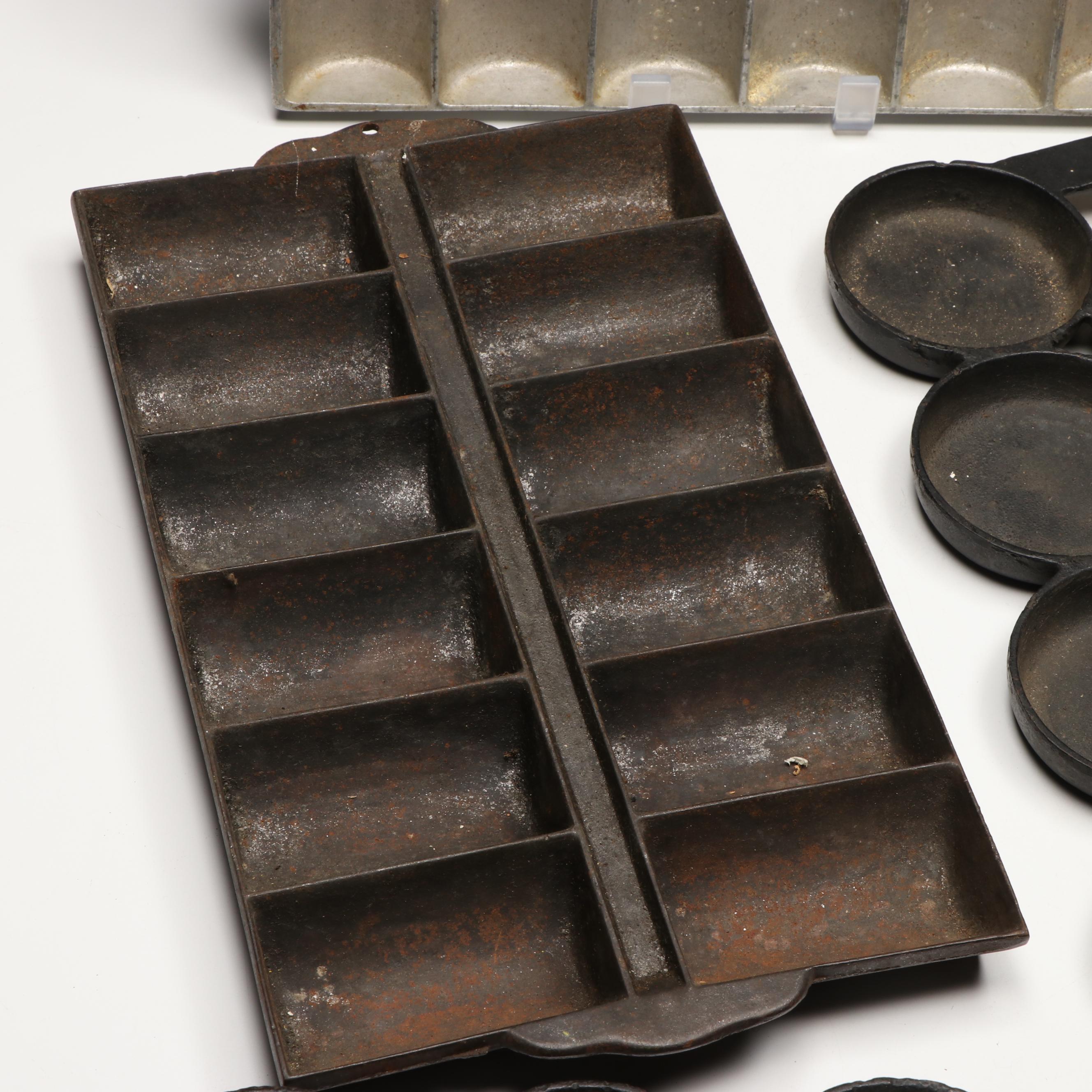 Wagner Ware With Other Cast Iron Baking Molds, Early to Mid-20th Century