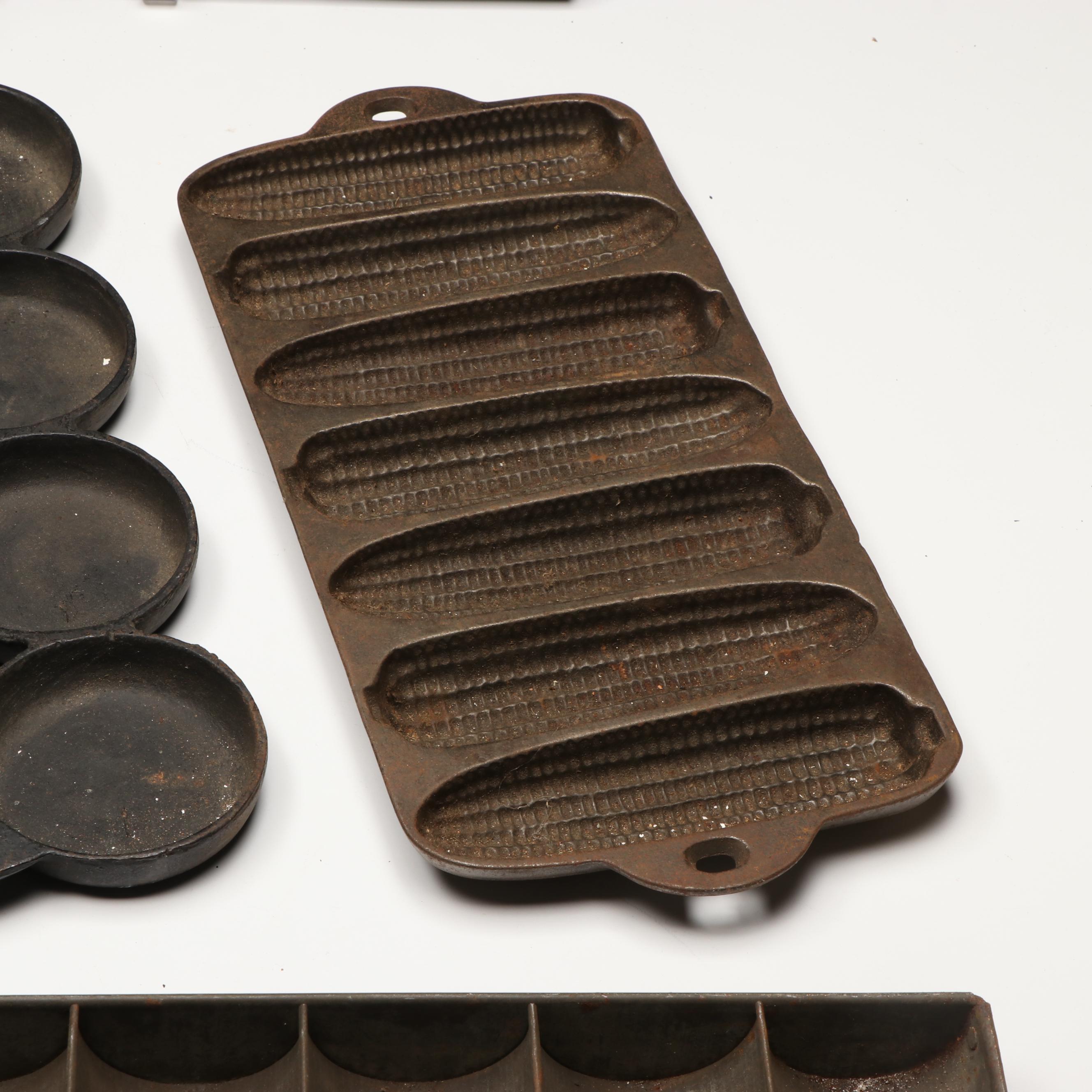 Wagner Ware With Other Cast Iron Baking Molds, Early to Mid-20th Century