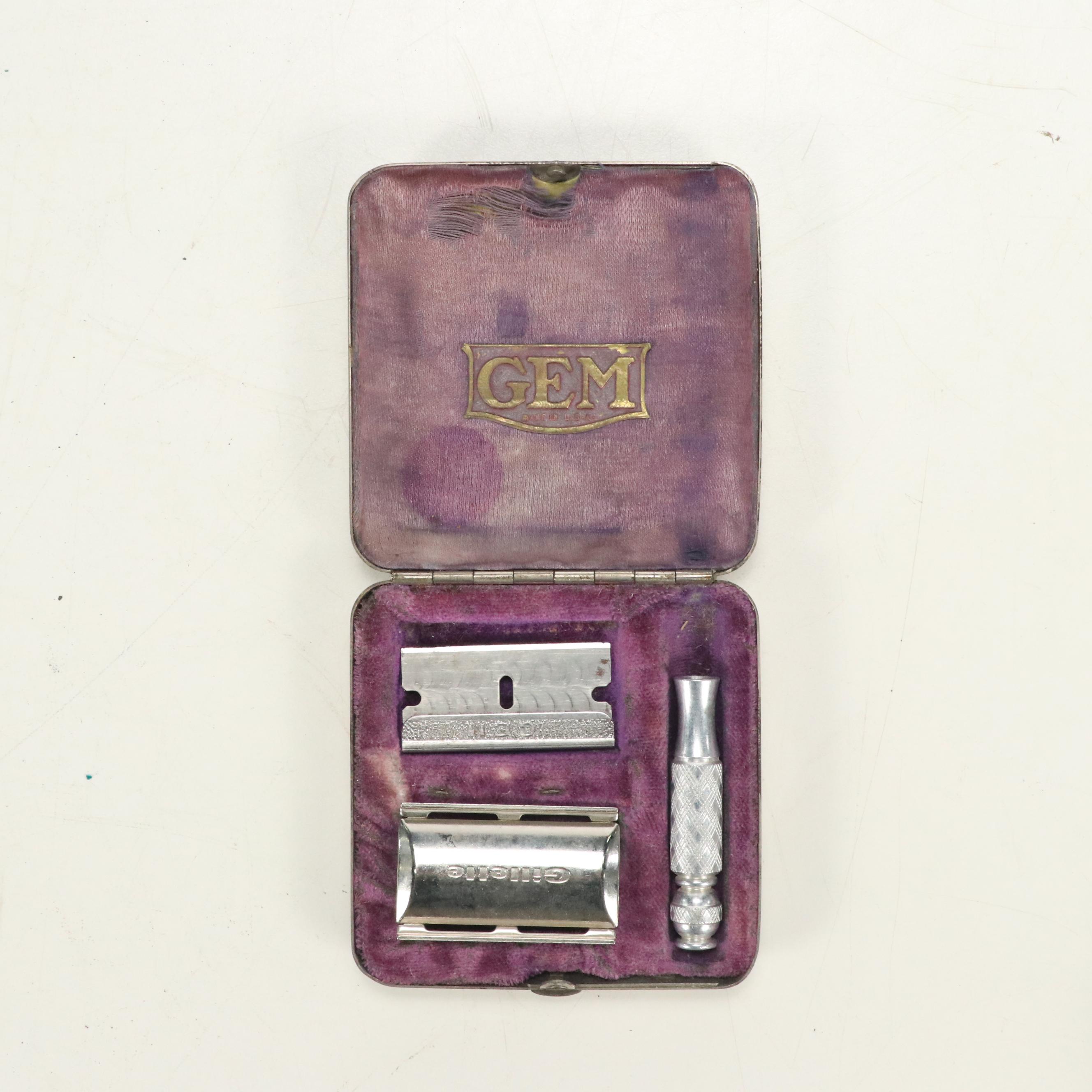 Victorian Razor Strap with Gillette Gem Razor, Rolls-Razor and More