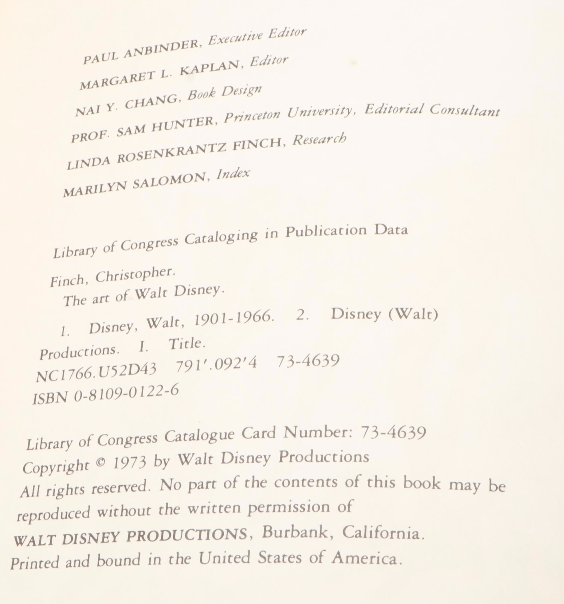 First Edition "The Art of Walt Disney" by Christopher Finch, 1973