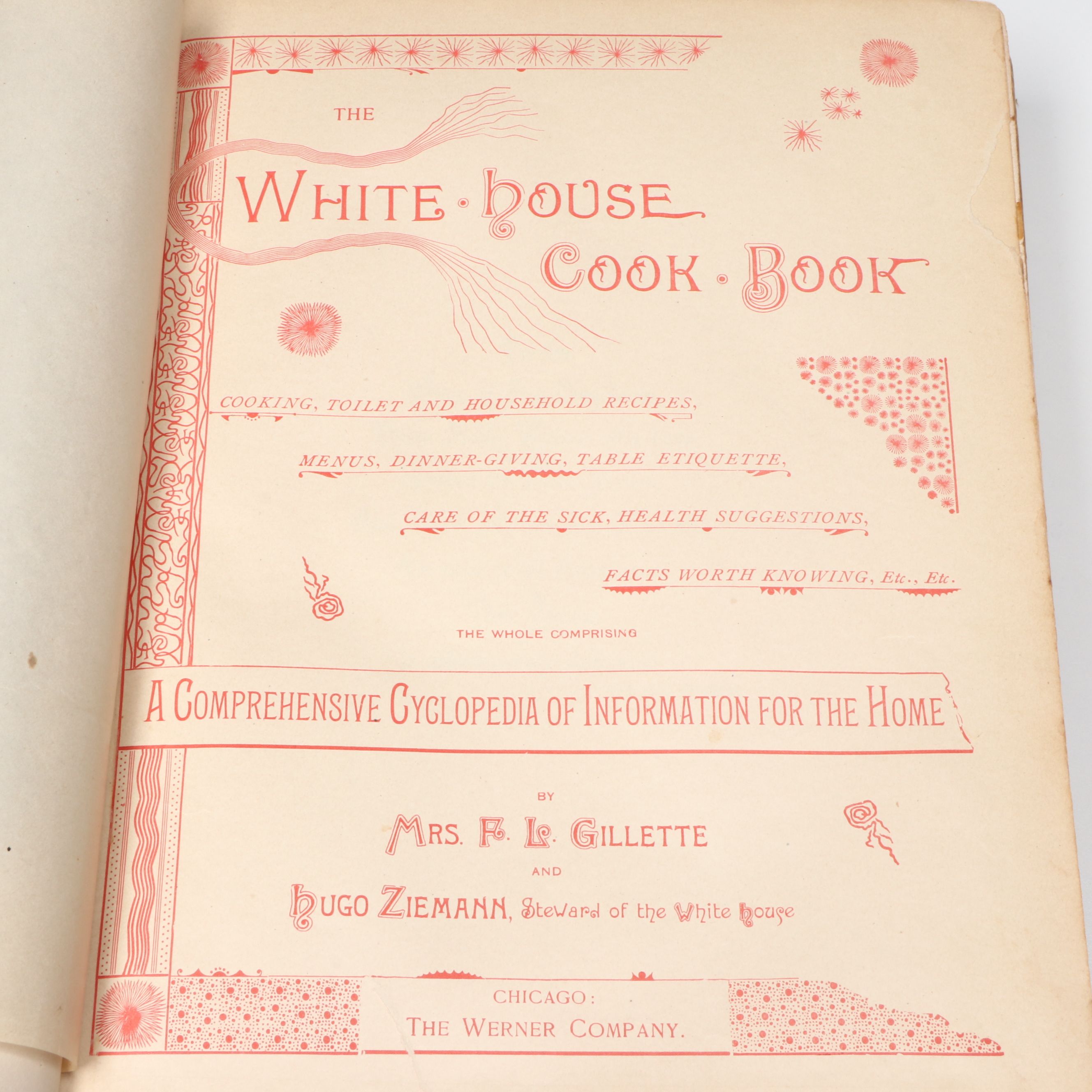 "The White House Cook Book" by Hugo Ziemann and Fanny L. Gillette, 1894