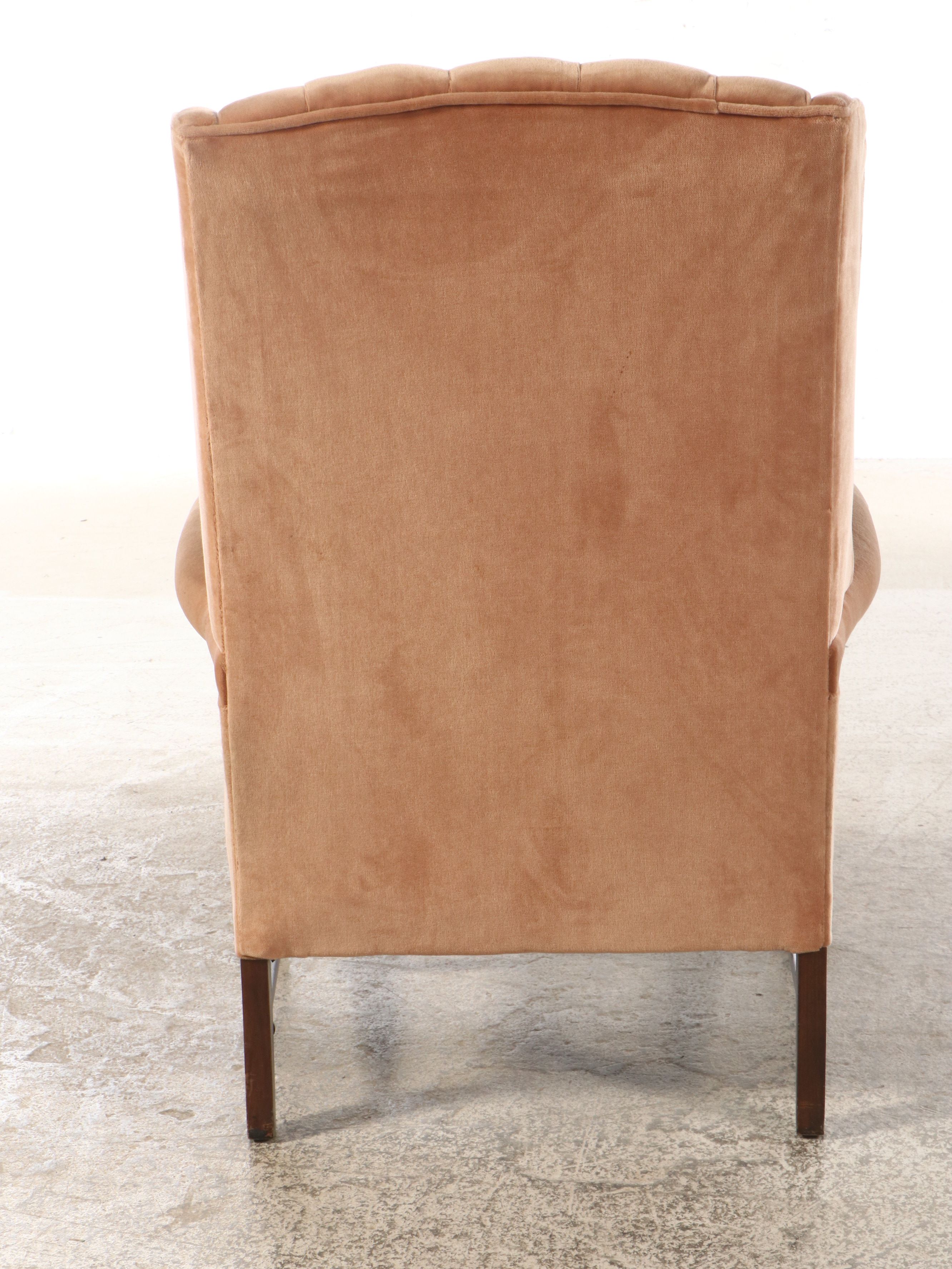 Queen Anne Style Button-Tufted Wingback Armchair, Late 20th Century