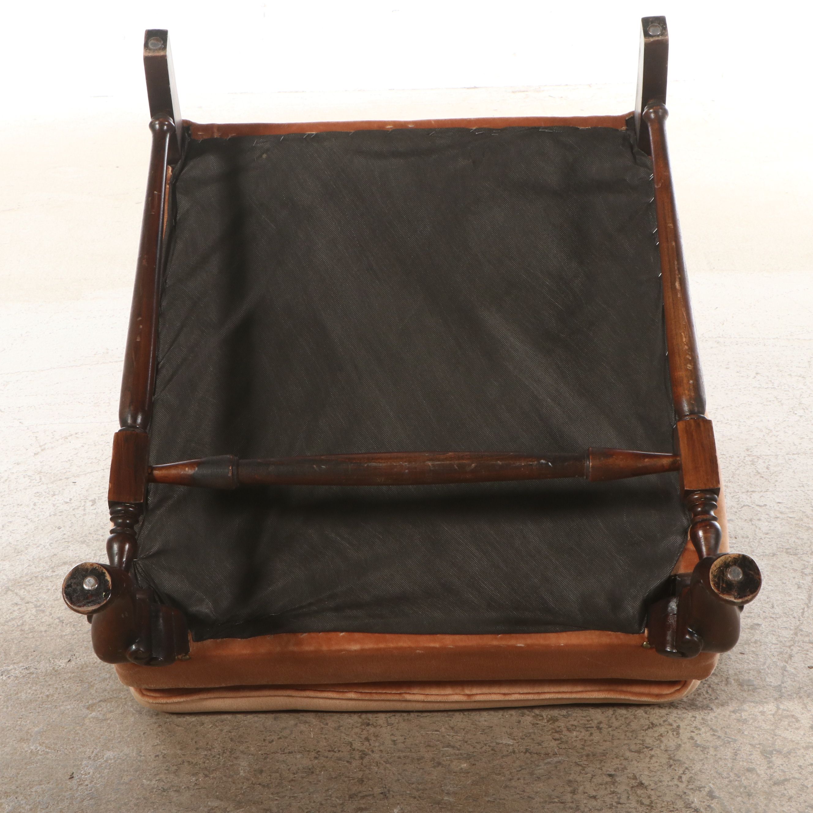 Queen Anne Style Button-Tufted Wingback Armchair, Late 20th Century