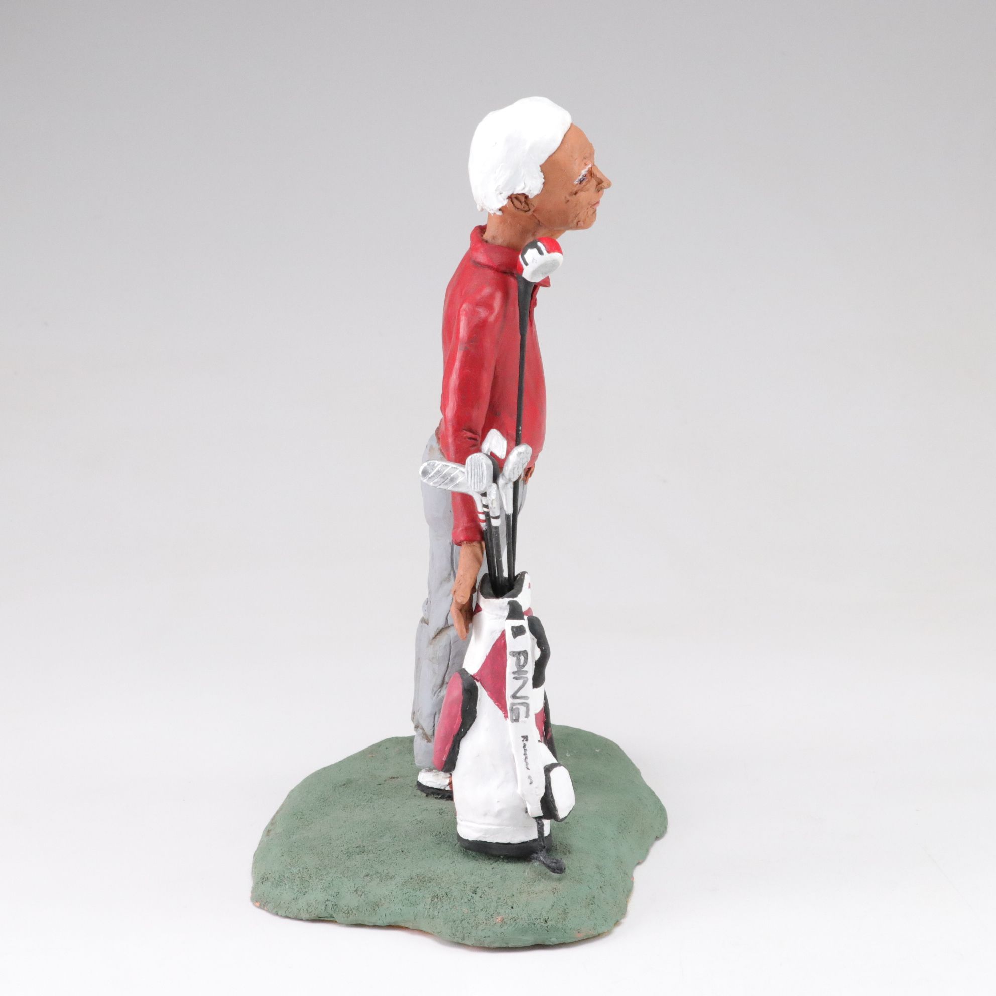 Marilyn T. Reeves Terracotta Sculptures of Golfer and Children Embracing, 2010s