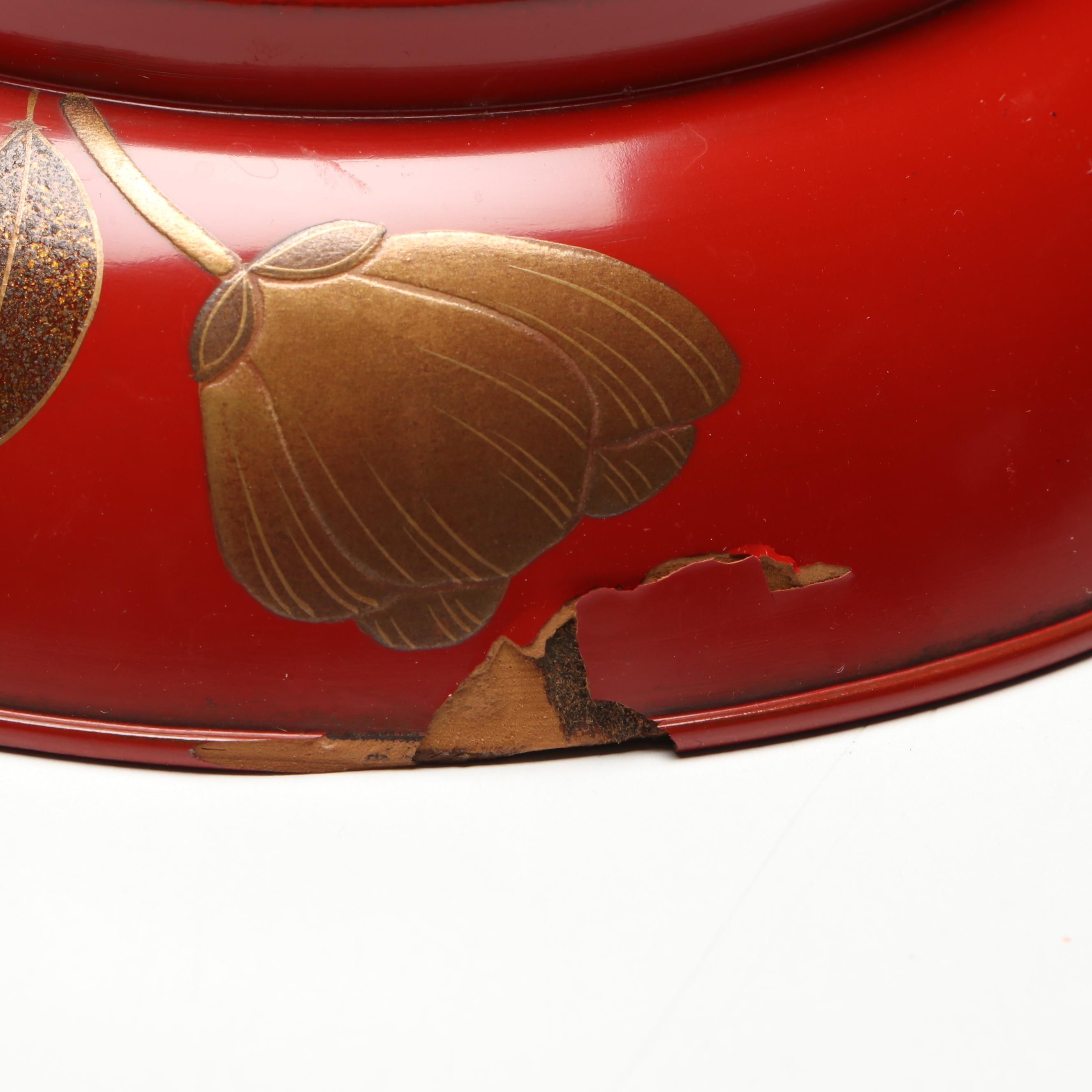 Japanese Style Lacquerware Two-Piece Bowls