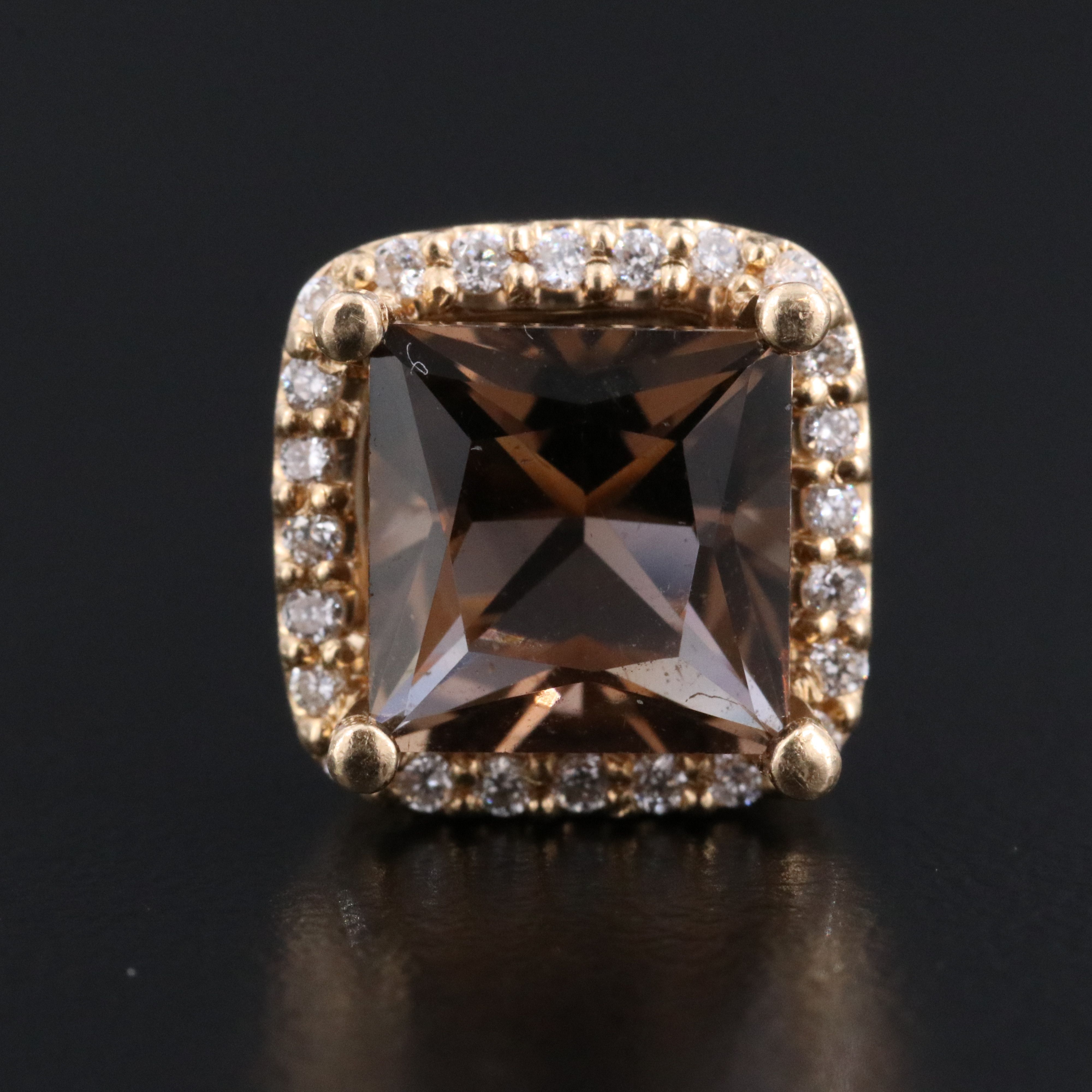 14K Smoky Quartz and Diamond Earrings