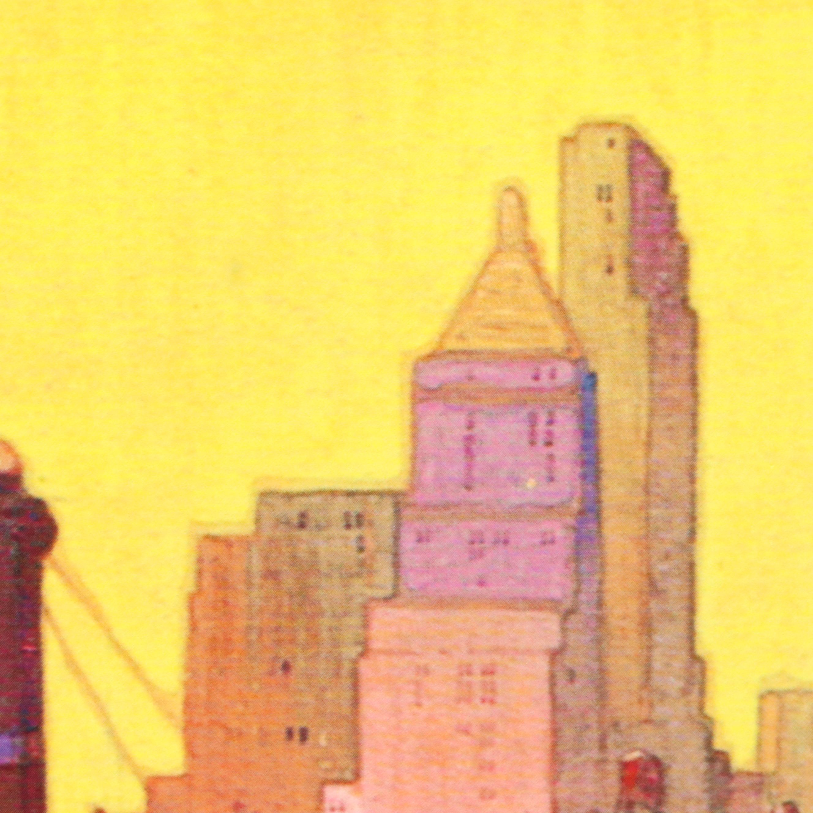 Offset Lithograph After Leslie Ragan of Cincinnati Skyline from River