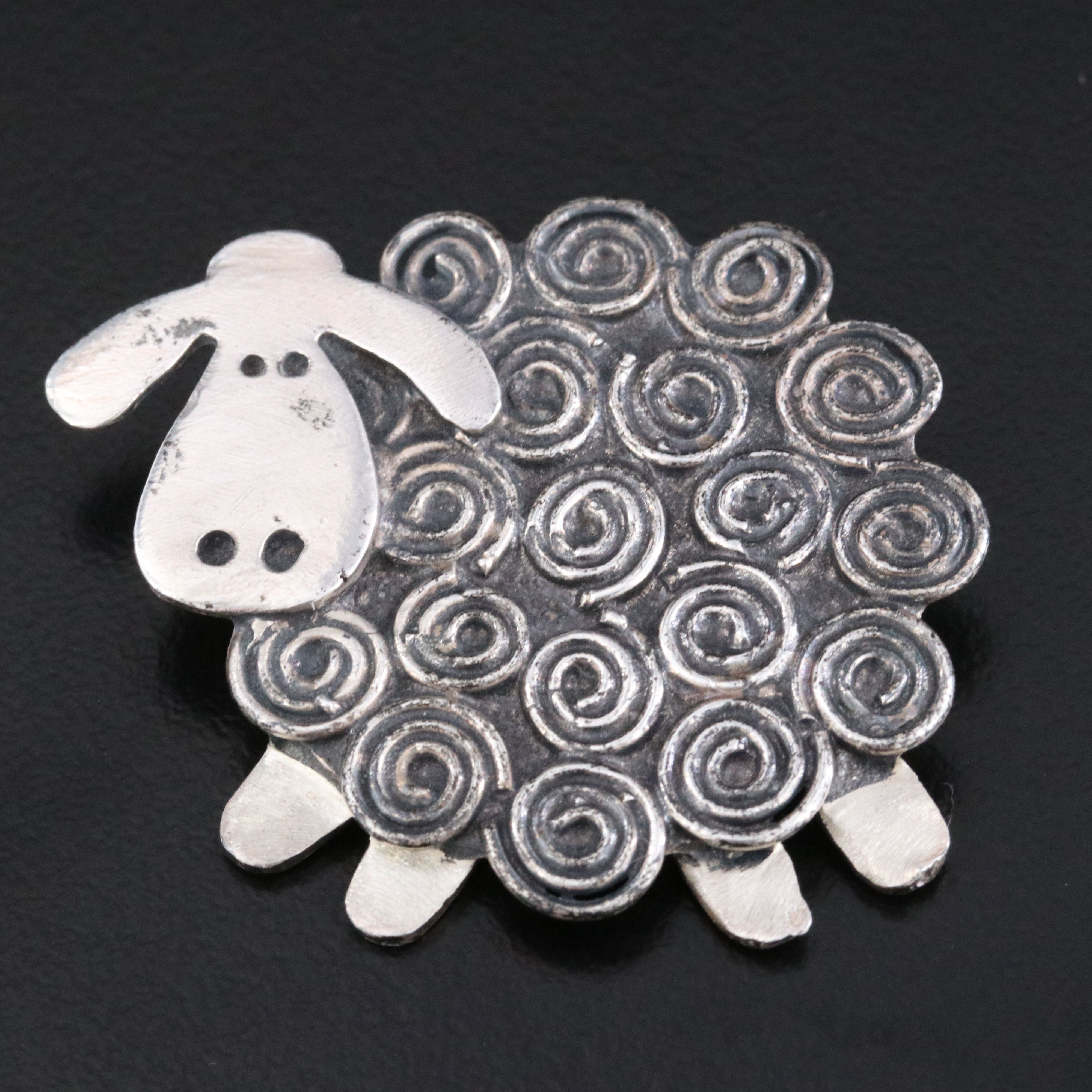 Kathy Bransfield "Lil' Fat Sheep" Sterling Brooch