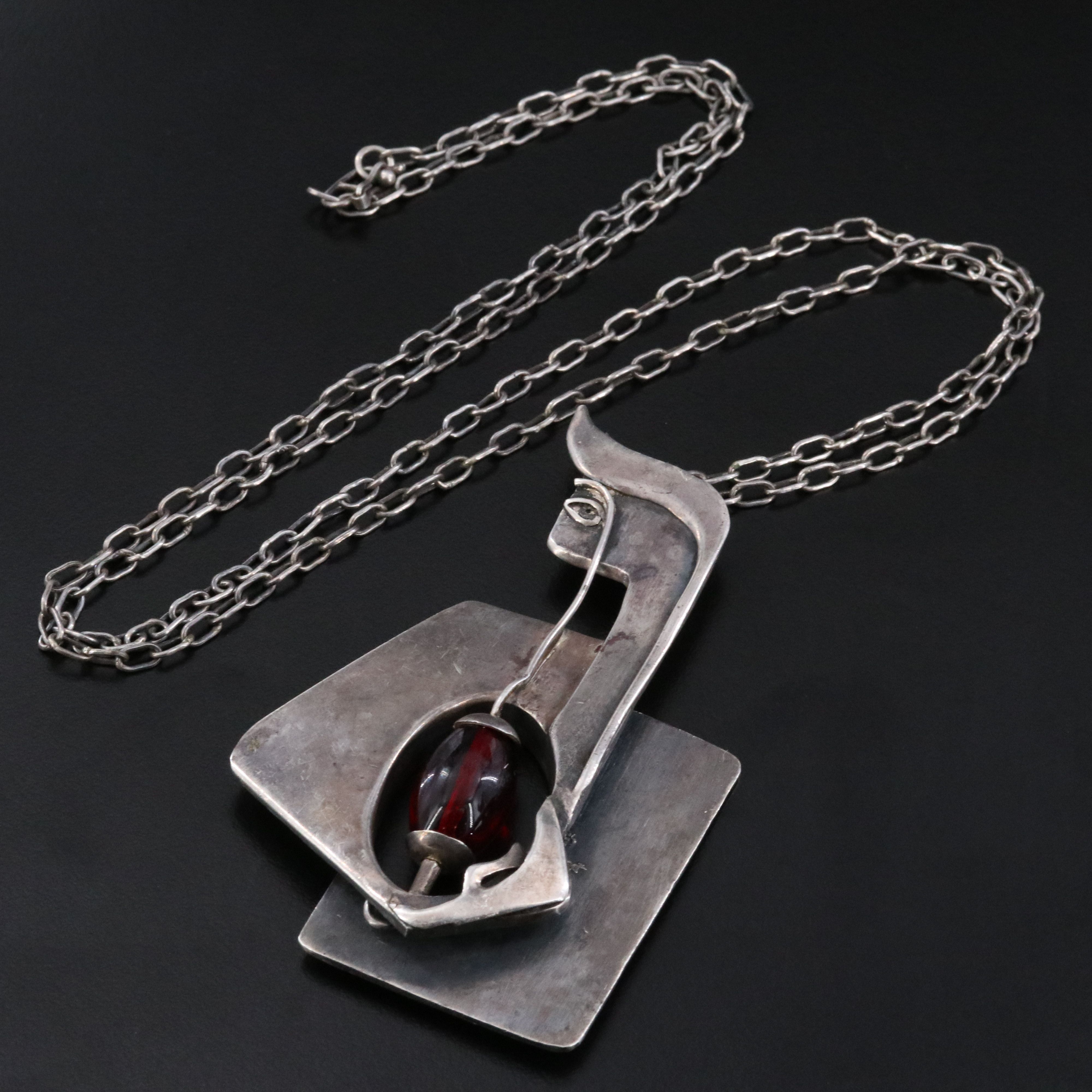 Modernist Style Sterling Figural Necklace