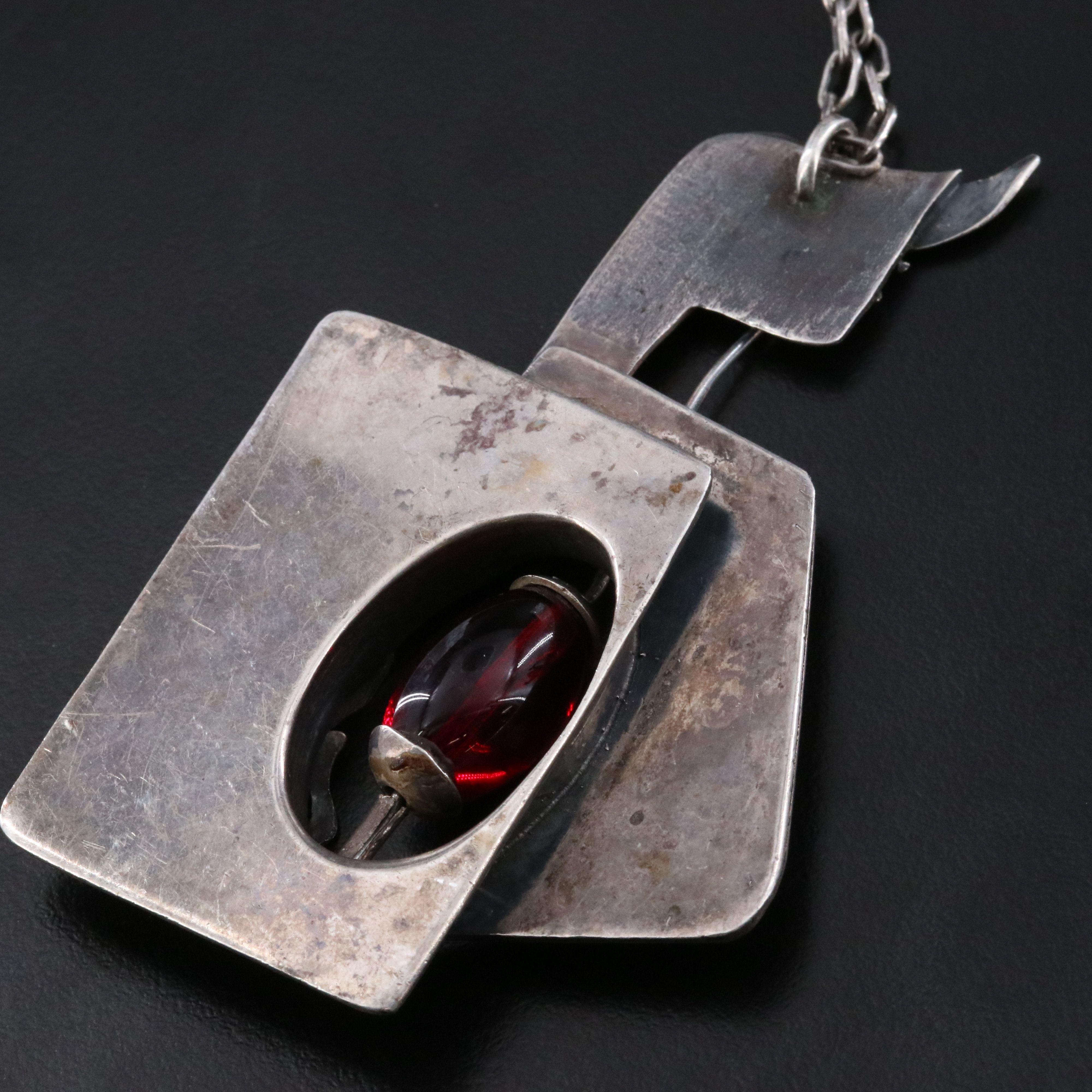 Modernist Style Sterling Figural Necklace