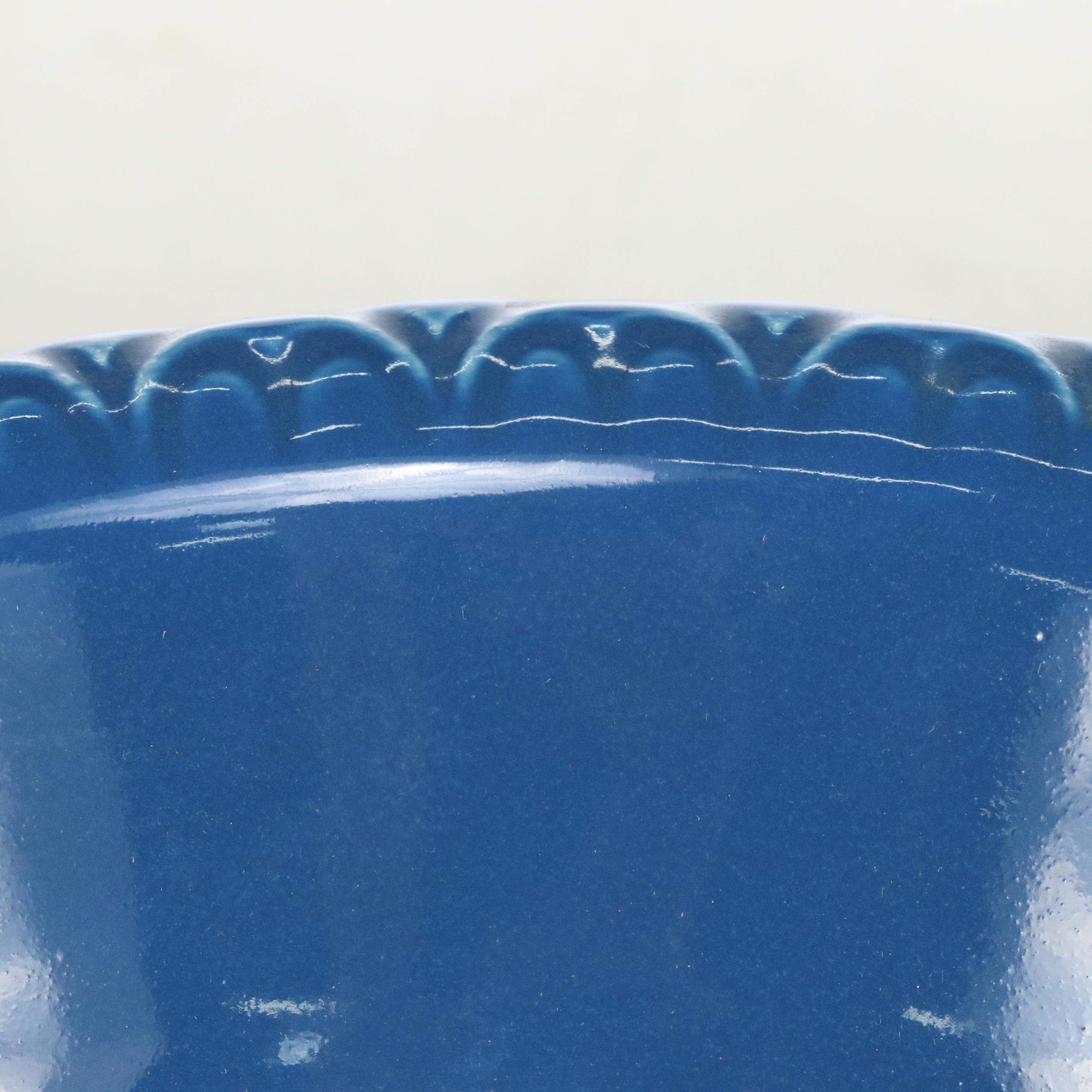 McCoy Pottery Blue Turkey Ceramic Pitcher and Basin