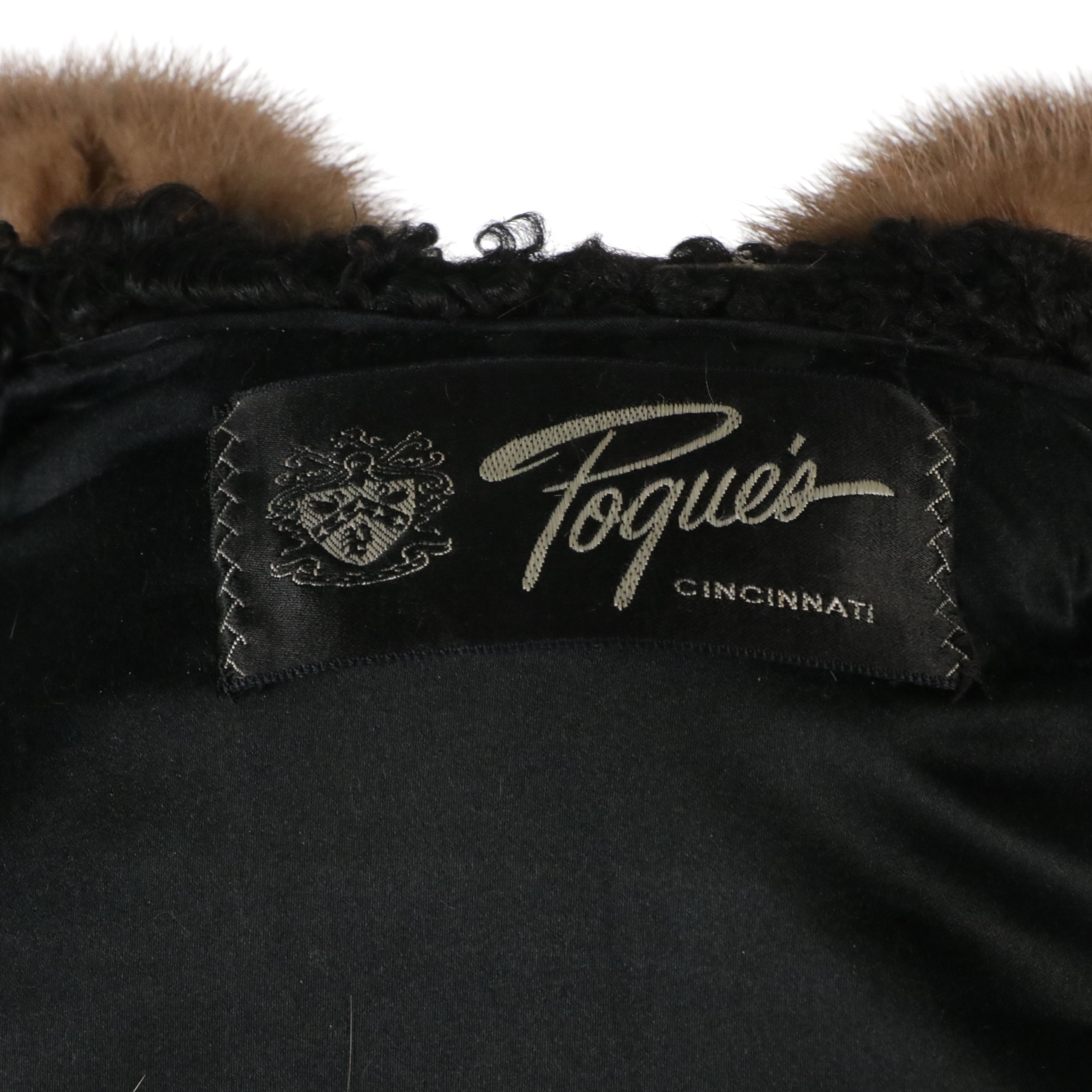 Pogue's Black Persian Lamb and Mink Fur Trimmed Button-Front Jacket