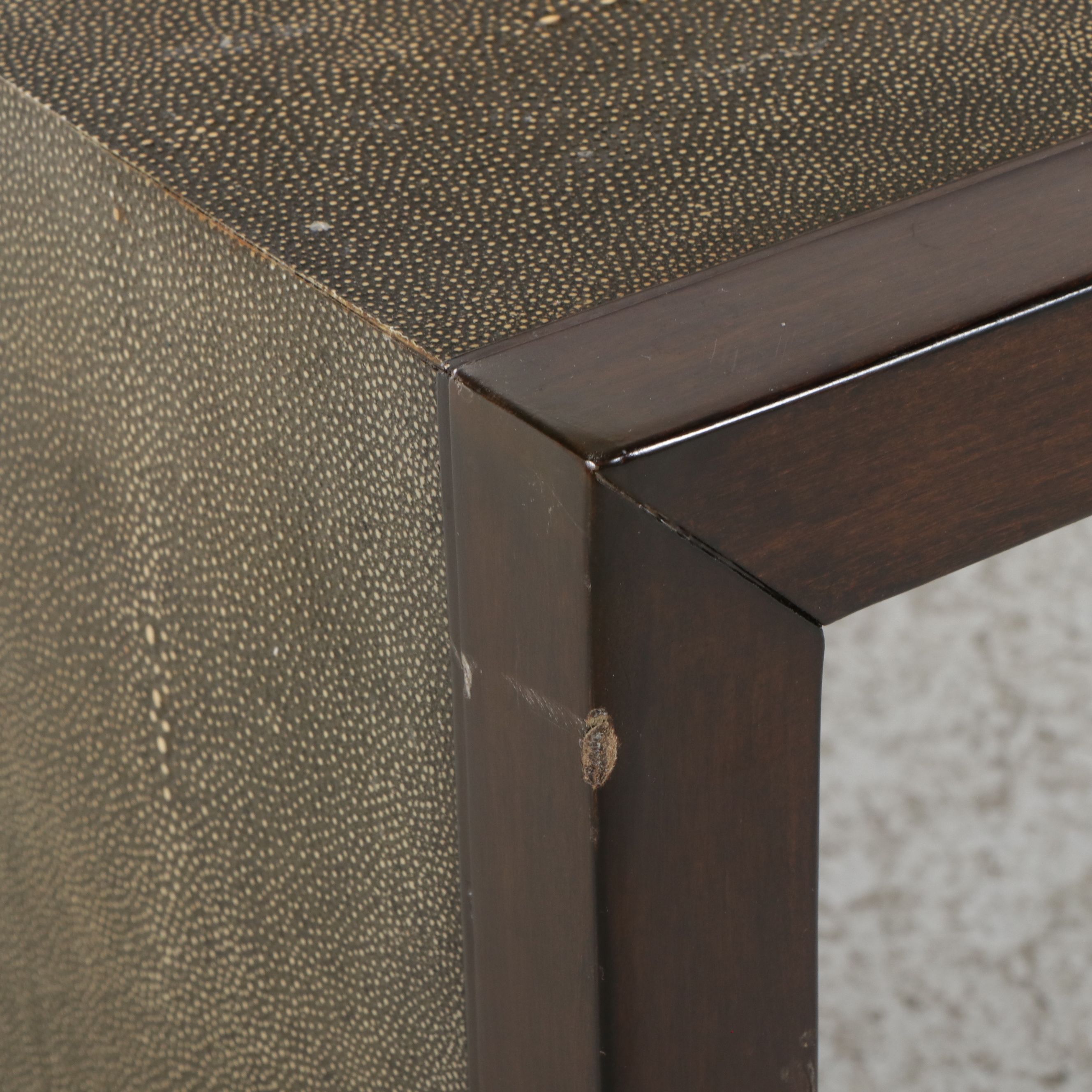 Woodbridge Furniture "Savoye" Faux Shagreen and Walnut Cocktail Table