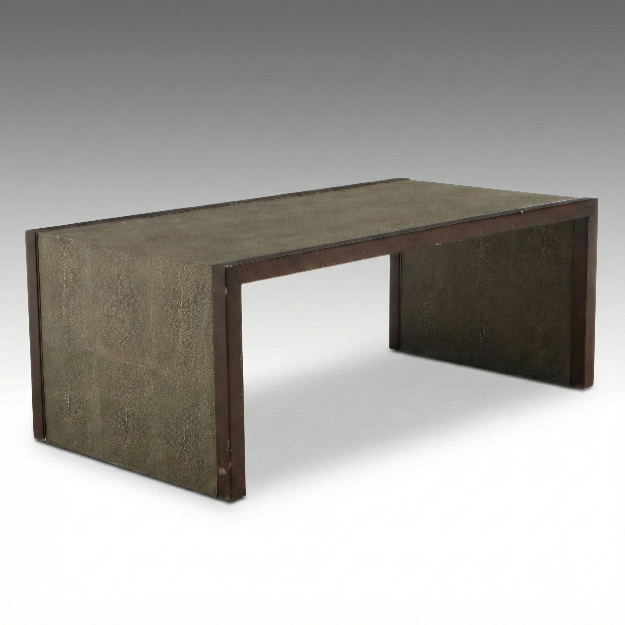 Woodbridge Furniture "Savoye" Faux Shagreen and Walnut Cocktail Table