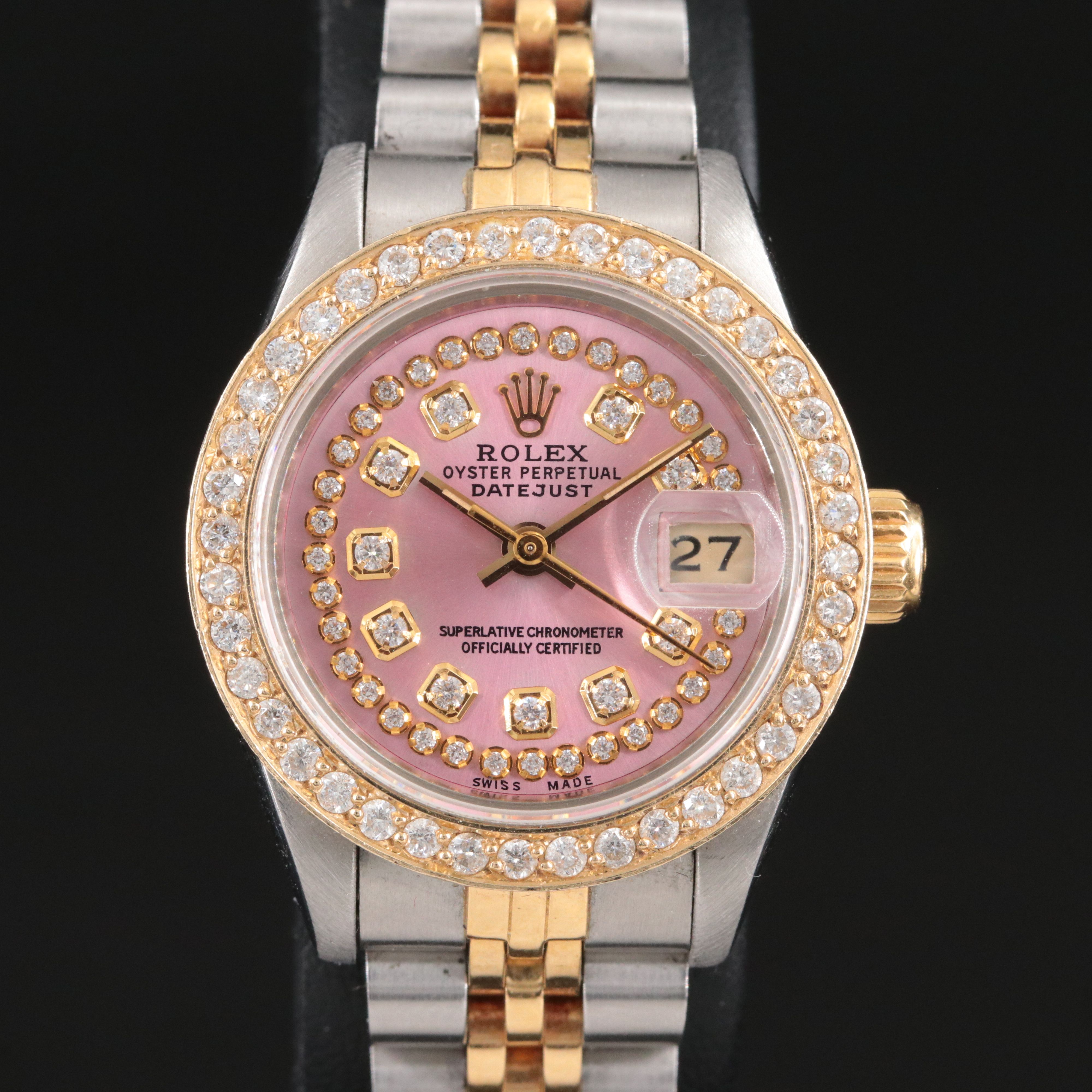 1984 Rolex Custom Pink Diamond Dial & Bezel Datejust Watch
