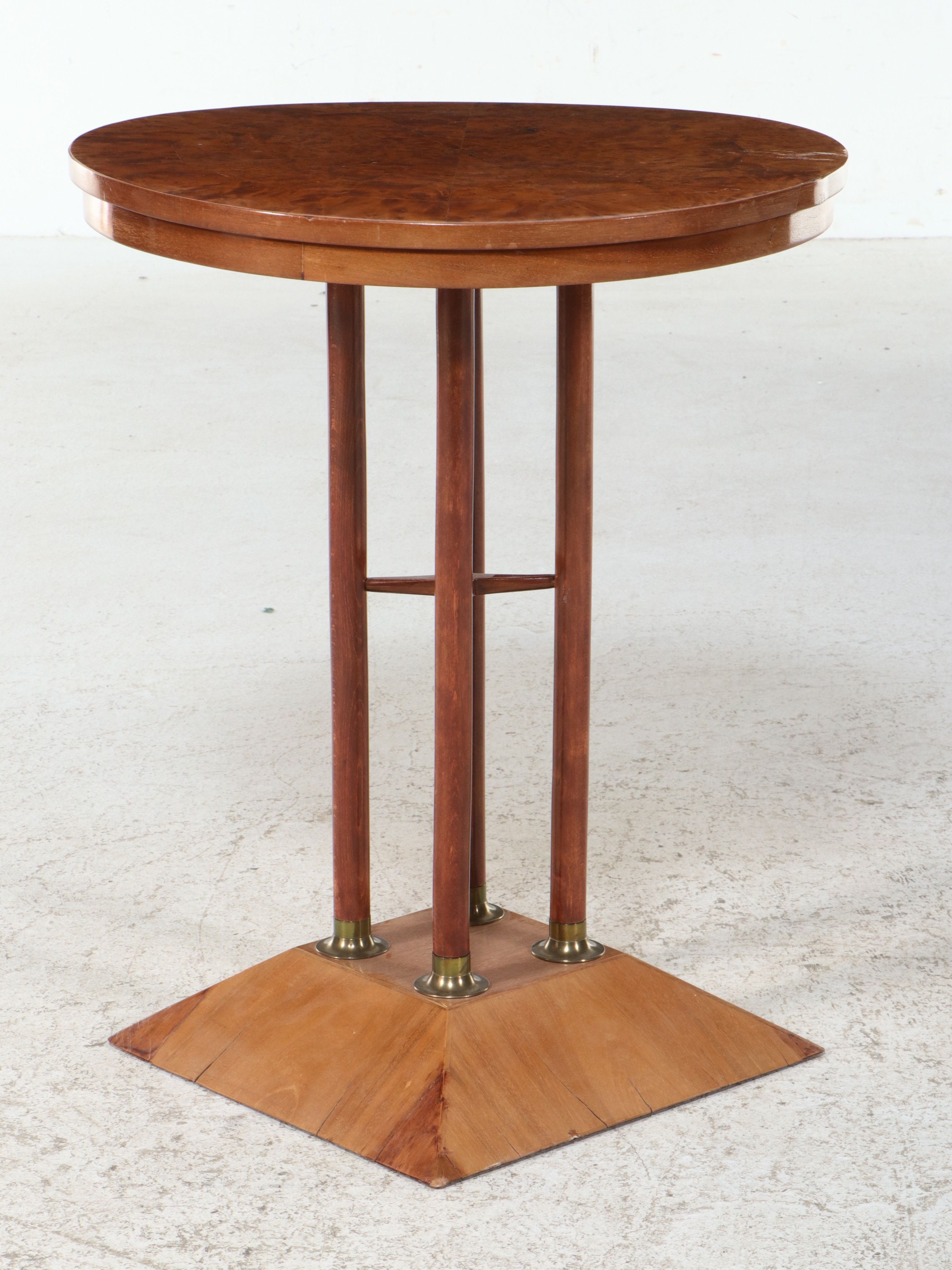 Art Deco Style Burl Wood Pedestal Side Table