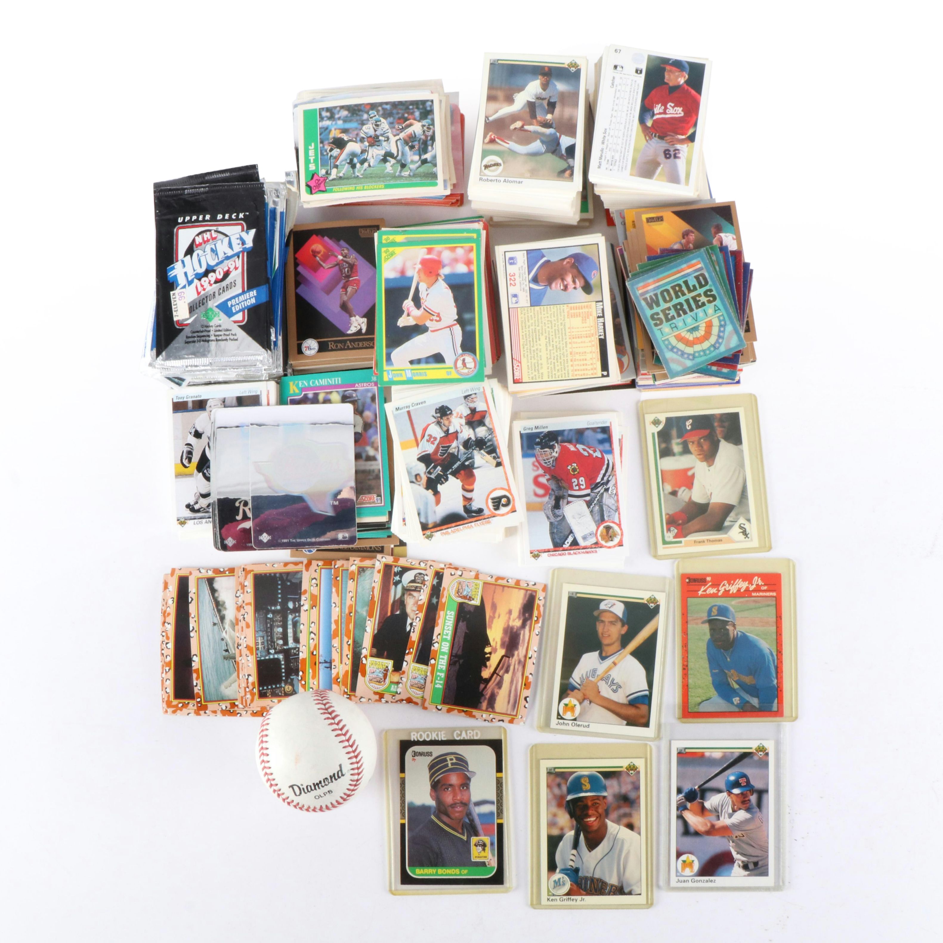 Collection of Baseball, Basketball, Hockey, and Football Cards, 1980s-1990s