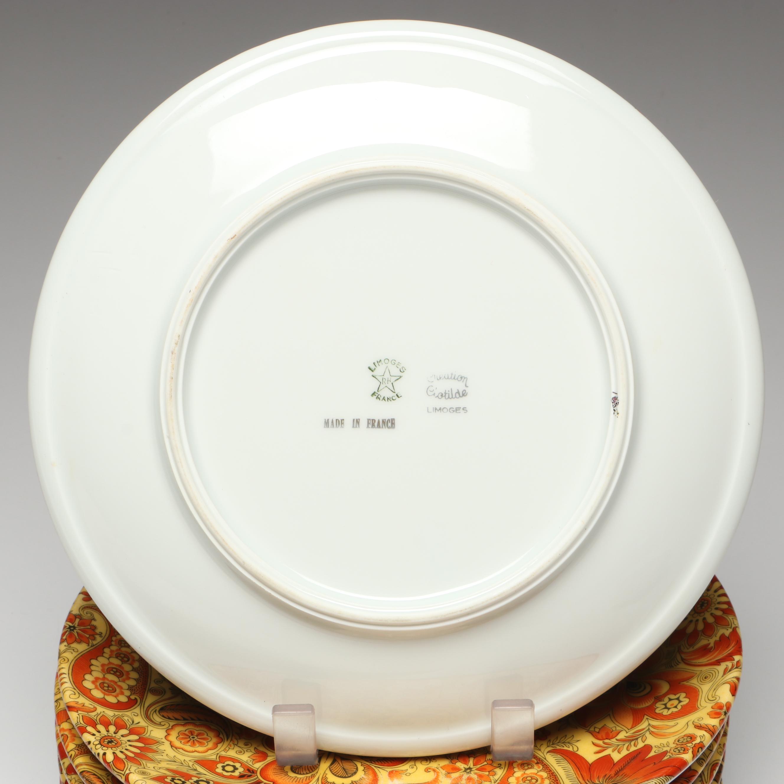 Japanese Satsuma Style "Thousand Flower" Bowl with Limoges Porcelain Plates