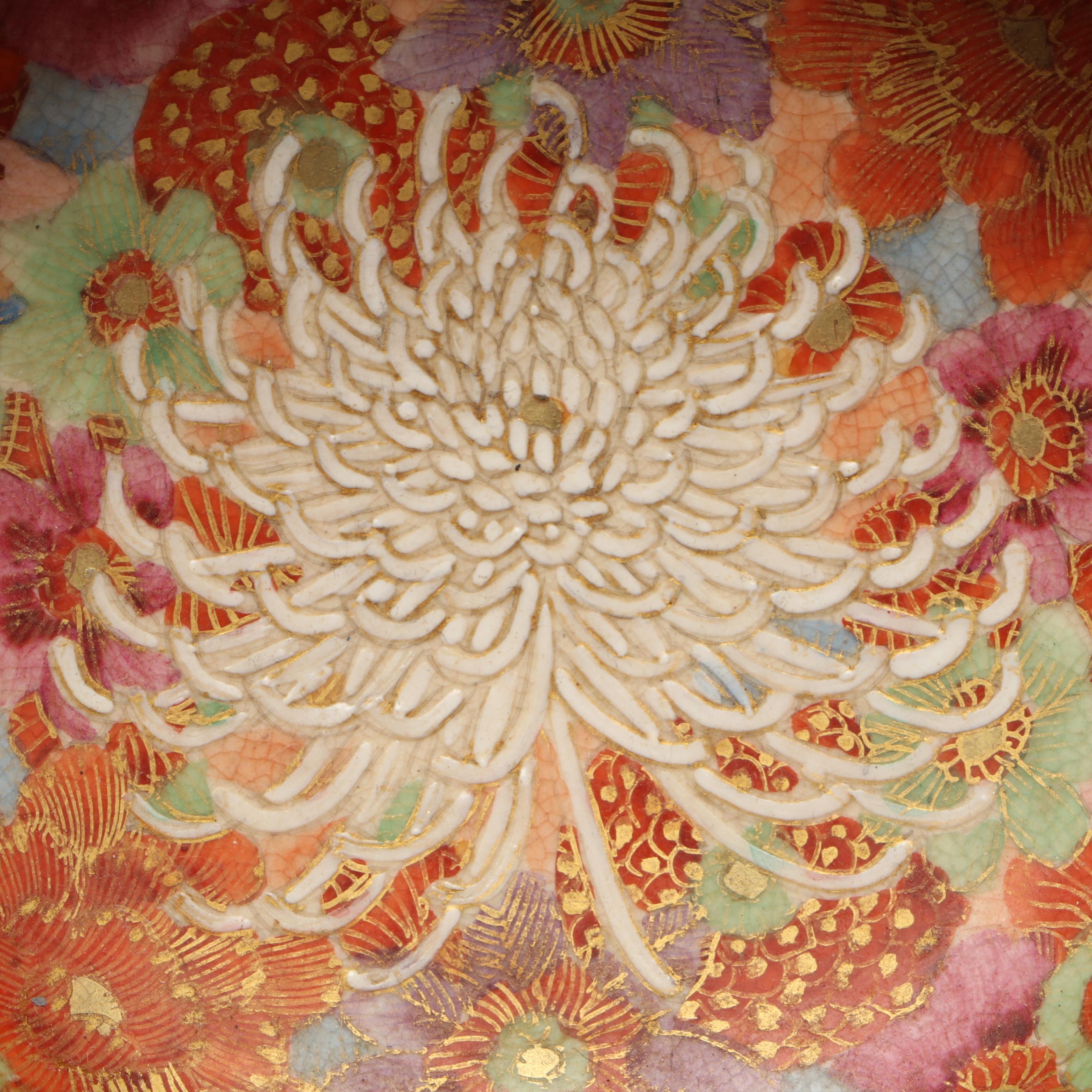 Japanese Satsuma Style "Thousand Flower" Bowl with Limoges Porcelain Plates