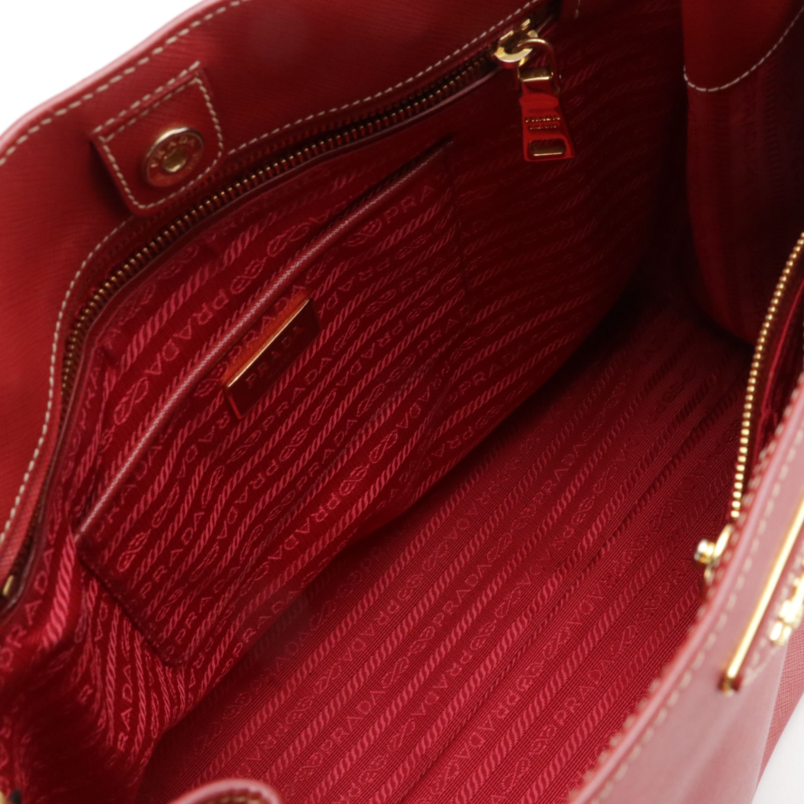 Prada Two-Way Shopping Tote in Bicolor Saffiano Lux Leather