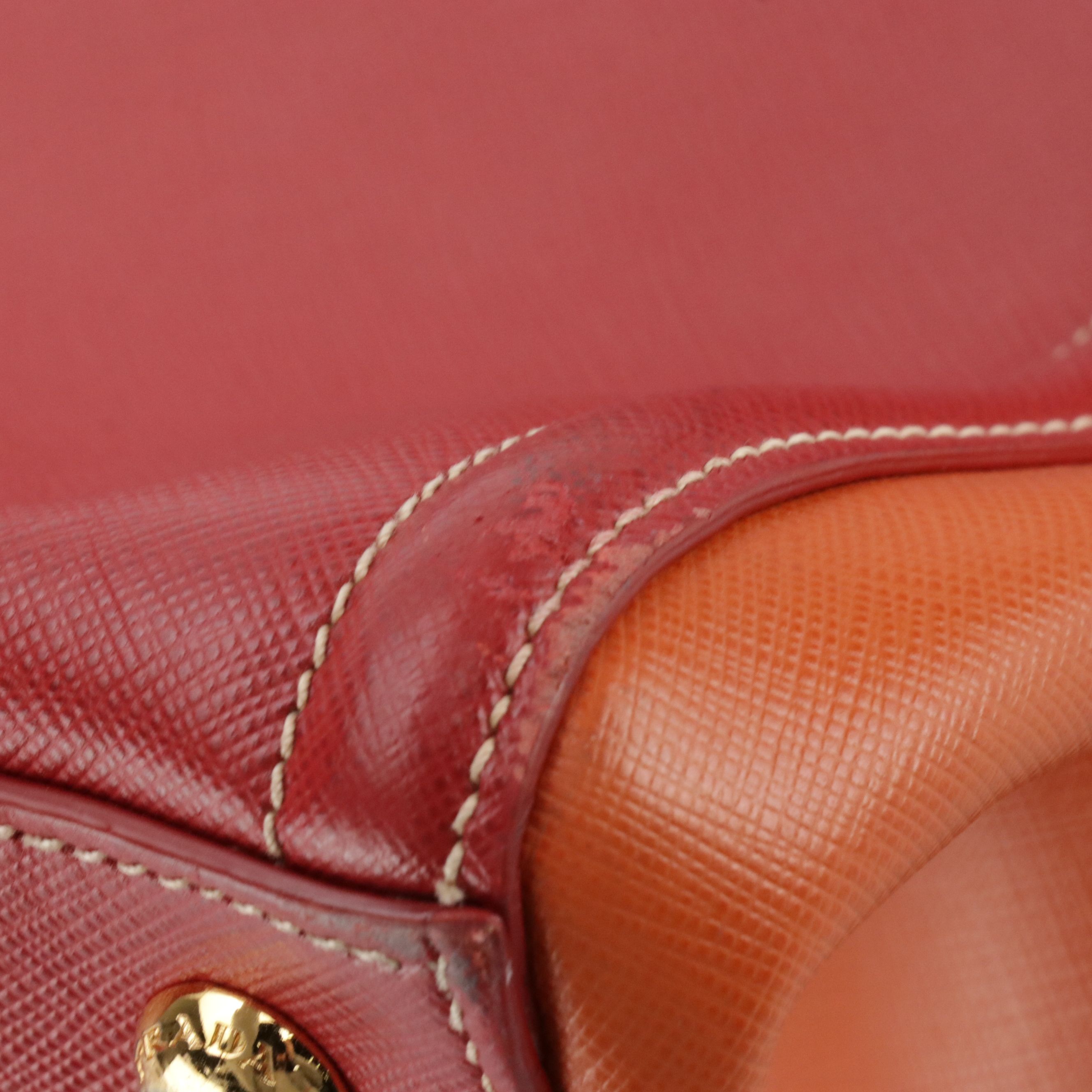 Prada Two-Way Shopping Tote in Bicolor Saffiano Lux Leather