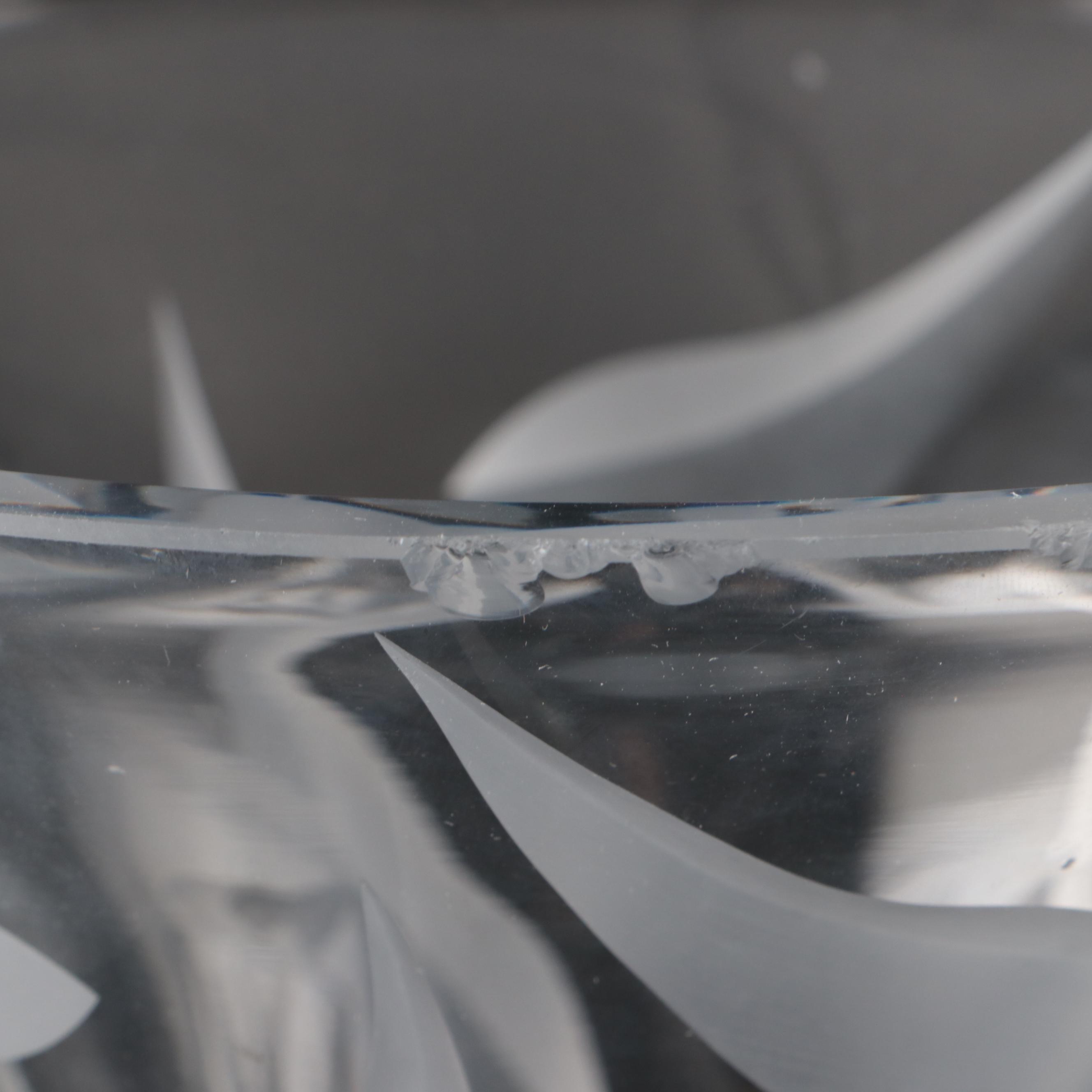 Pair of Etched Leaf Glass Vases